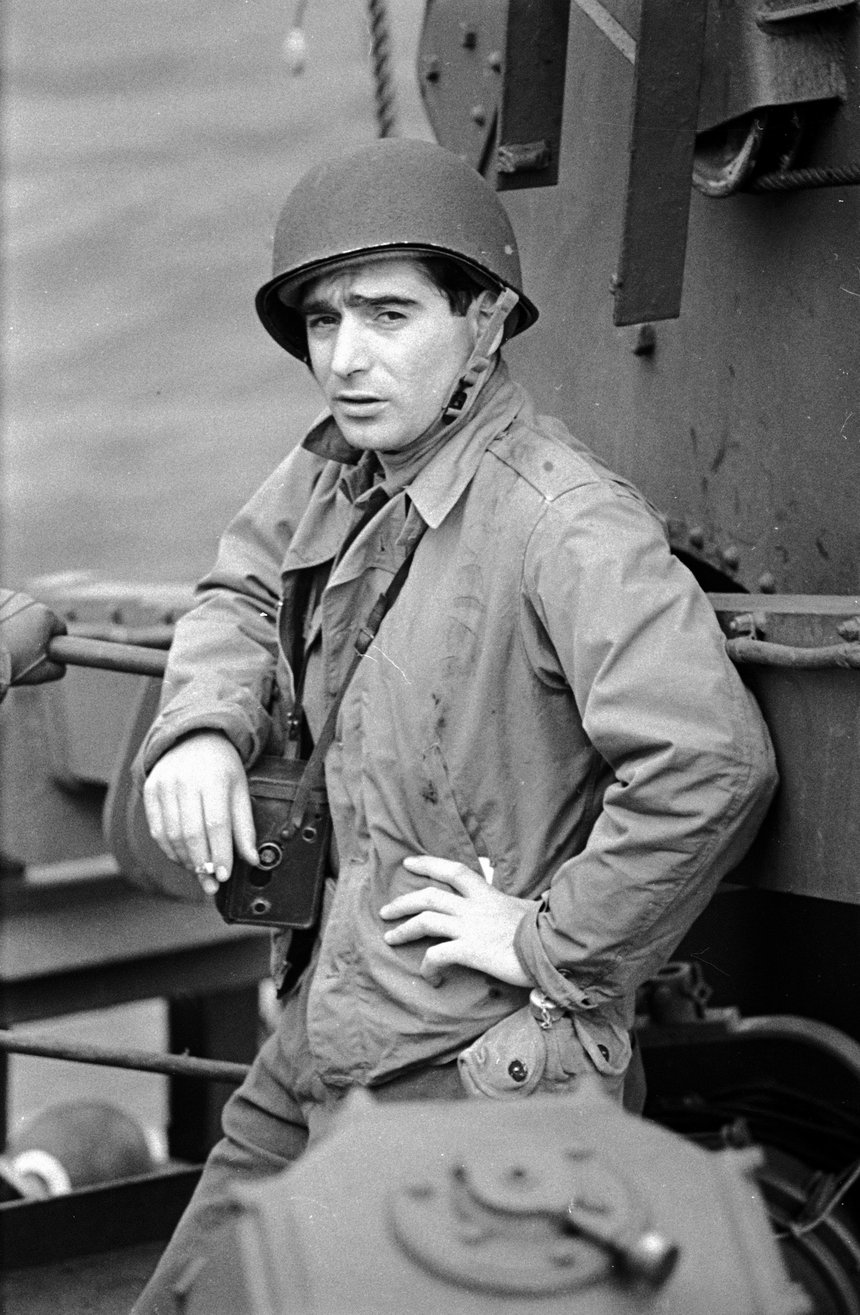 Robert Capa in Portsmouth, England on June 6, 1944. (David Scherman—Time & Life Pictures/Getty Images)