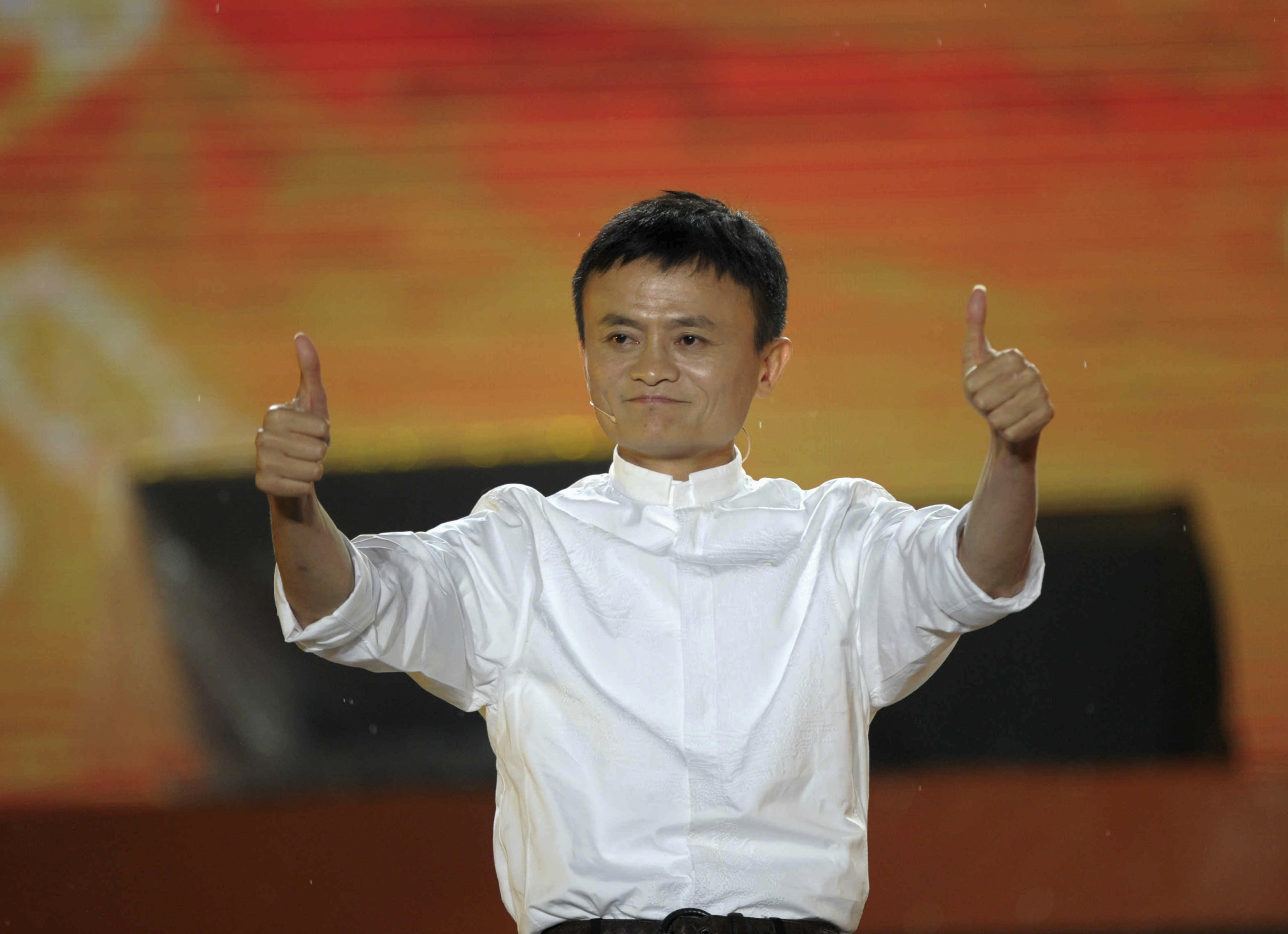 Alibaba founder Jack Ma gestures during a celebration of the 10th anniversary of Taobao Marketplace, China's largest consumer-focused e-commerce website, in Hangzhou, May 10, 2013. (China Daily/Reuters)