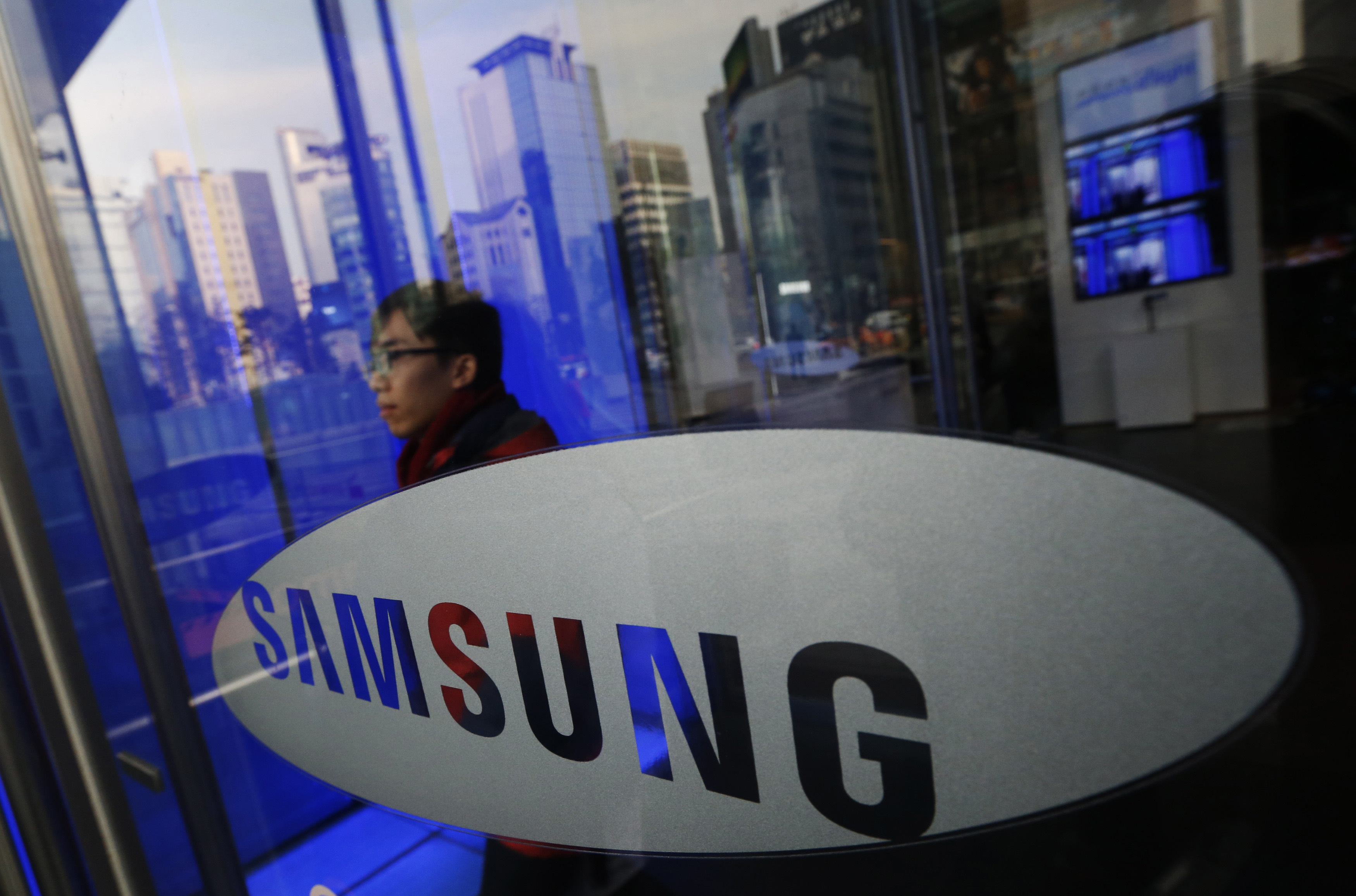 A man walks out of Samsung Electronics' headquarters in Seoul