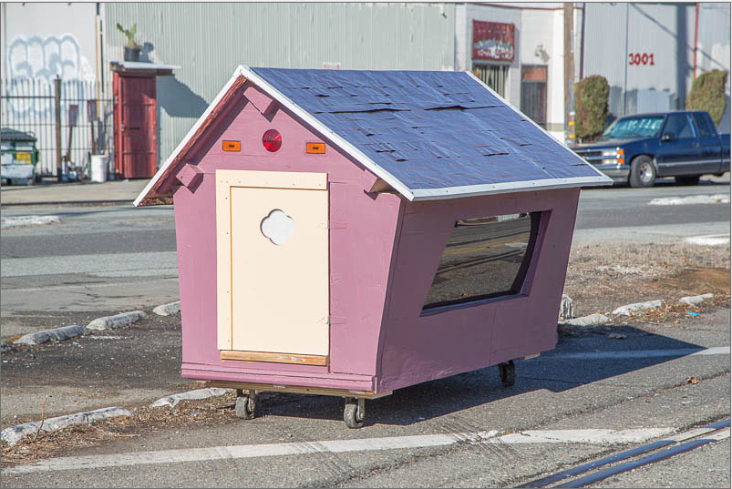 One of ten shelters on wheels built by Gregory Kloehn and the Homeless Homes Project in Oakland, California (Brian J. Reynolds)