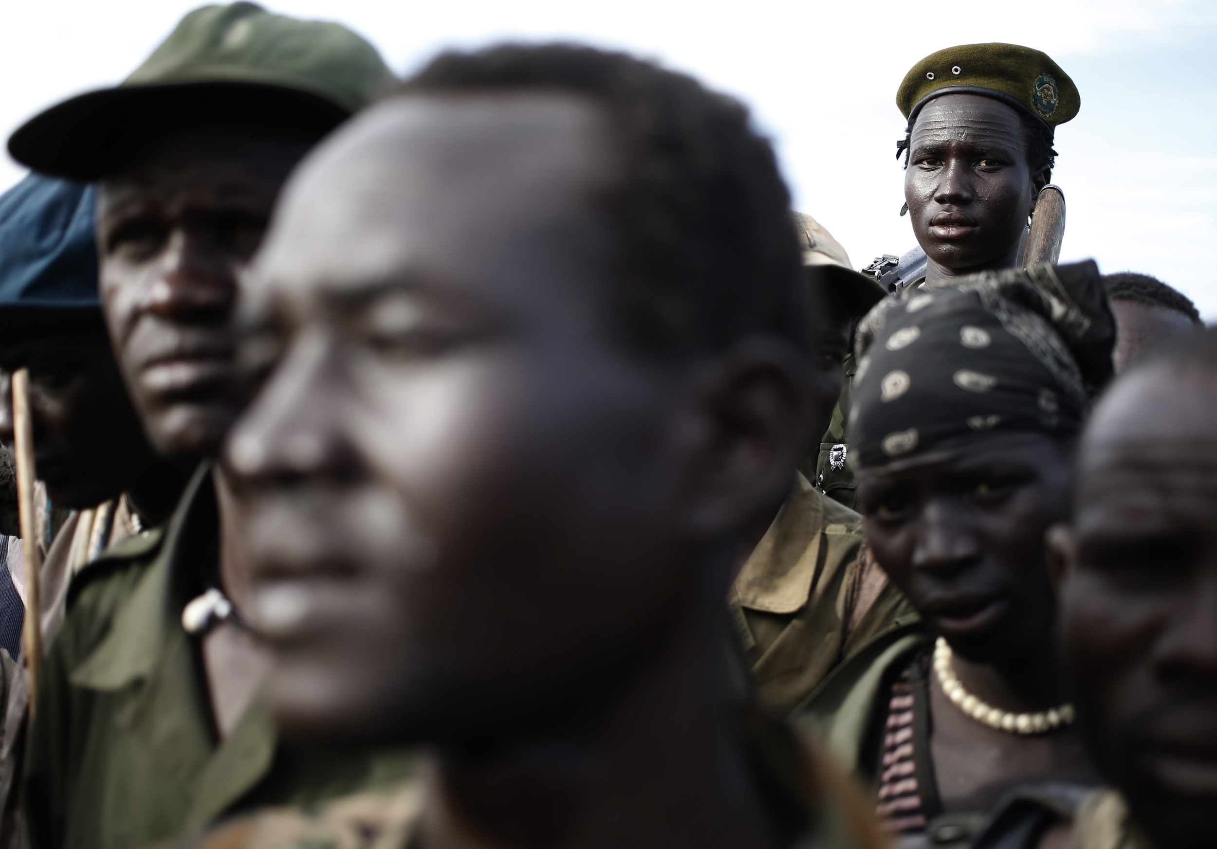 Jikany Nuer White Army fighters walk in a rebel-controlled territory in Upper Nile State, South Sudan, on Feb. 13, 2014. (Goran Tomasevic—Reuters)