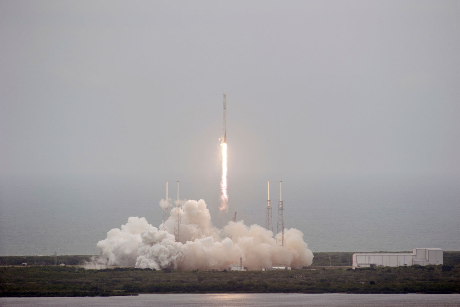 The unmanned Falcon 9 rocket blasts off from Cape Canaveral Air Force Station in Cape Canaveral, Fla., on April 18, 2014.