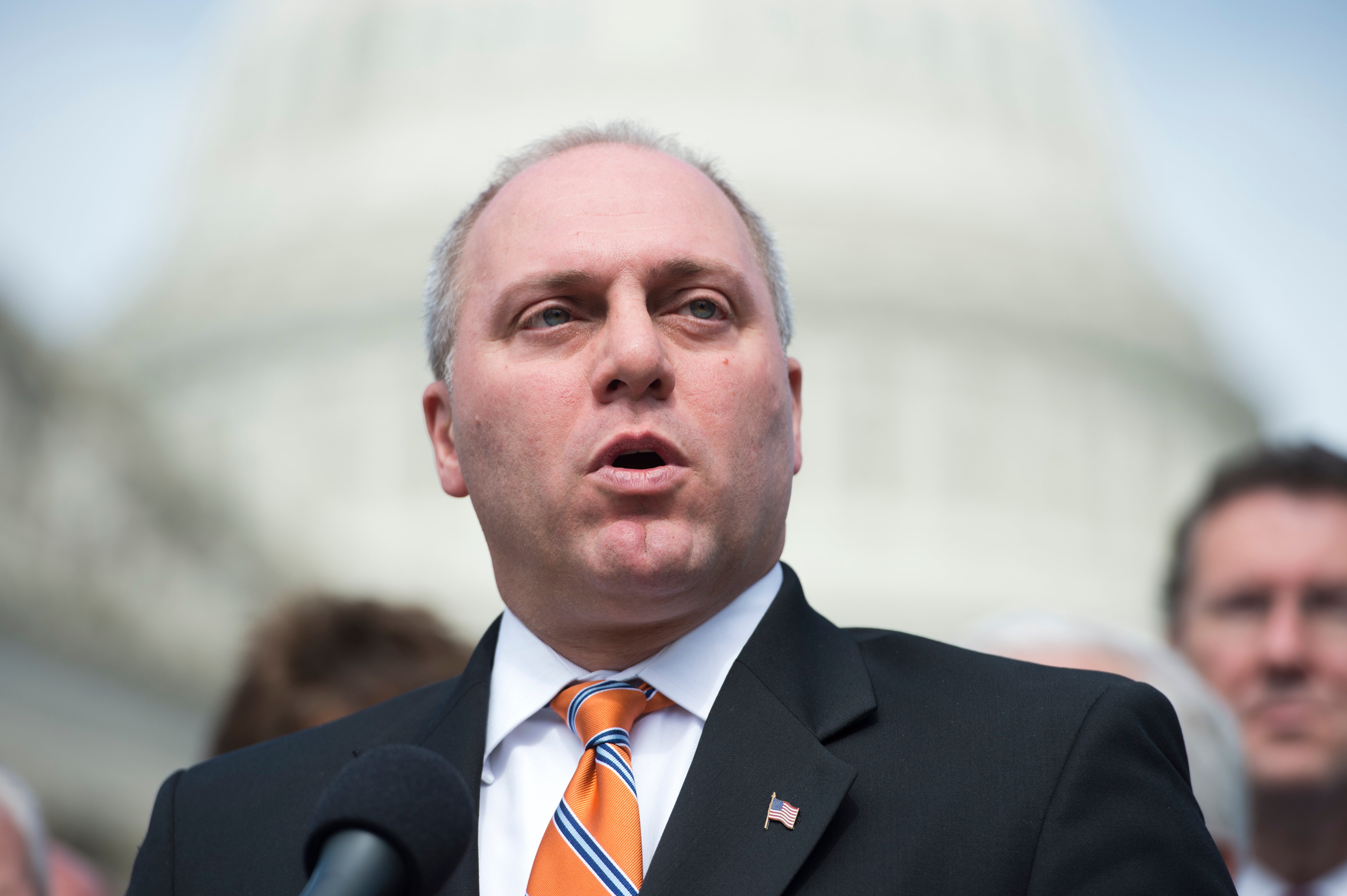 Rep. Steve Scalise, R-La., speaks at the House Triangle during the Coal Caucus' news conference on the EPA's recently proposed greenhouse gas standards for new power plants on Sept. 26, 2013 in Washington. (Bill Clark—CQ Roll Call/Getty Images)