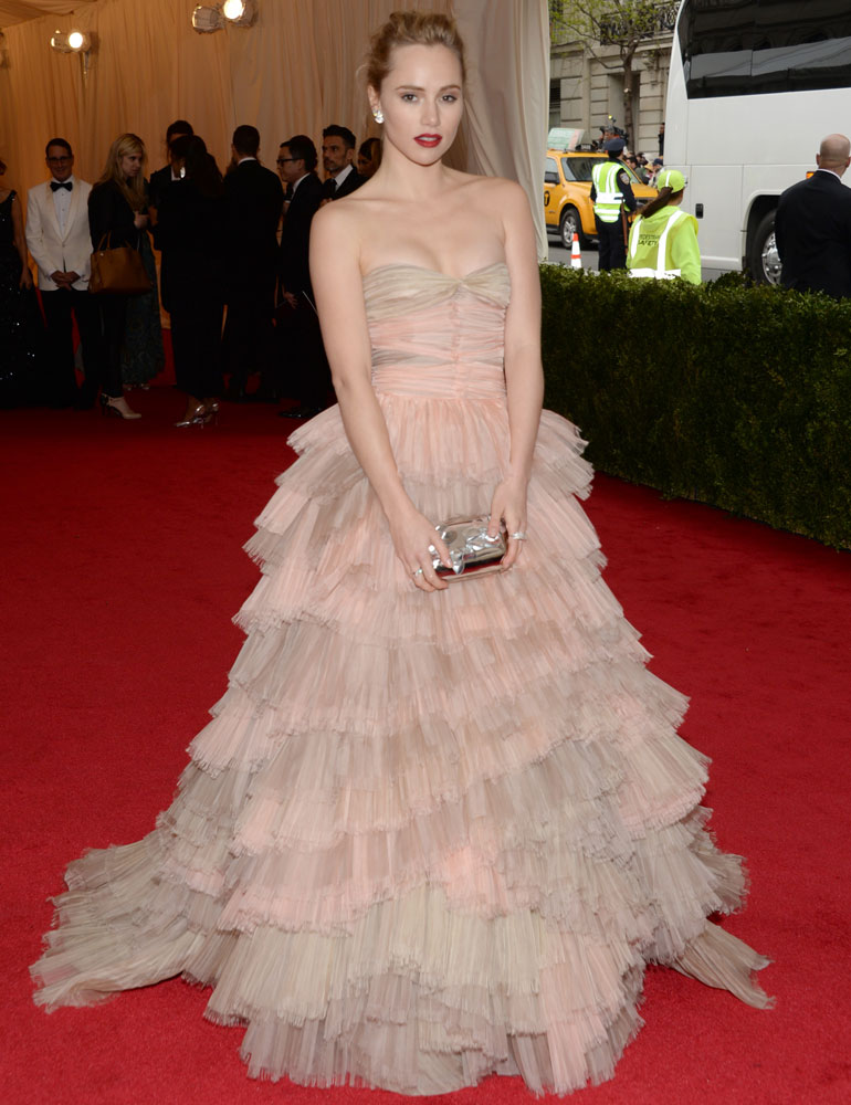 Suki Waterhouse attends The Metropolitan Museum of Art's Costume Institute benefit gala celebrating  Charles James: Beyond Fashion  on May 5, 2014, in New York City.