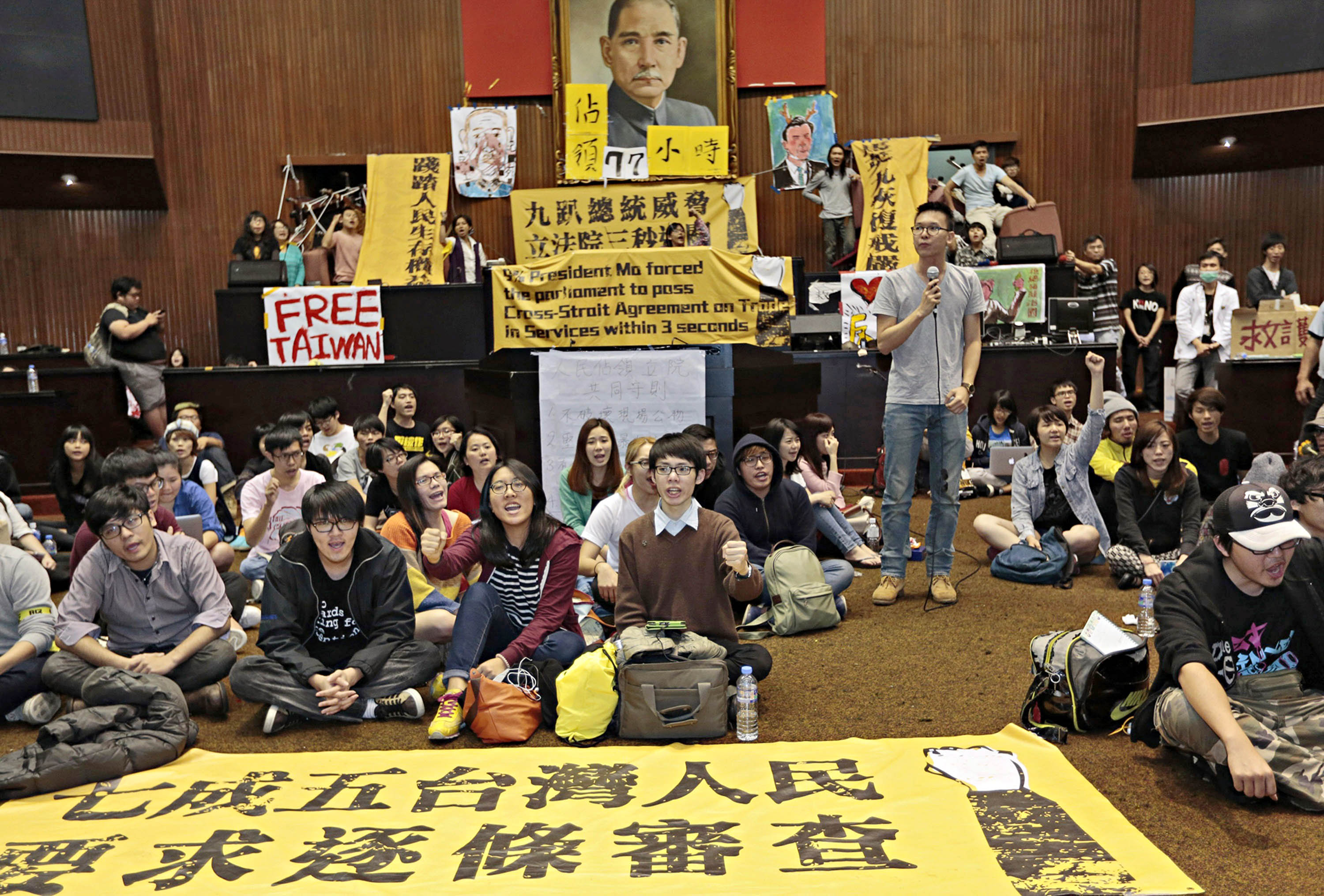 Occupy Taipei 
                      Students camped out in Taiwan’s legislature in March to express their opposition to a new trade agreement with China (Ashley Pon—Getty Images)