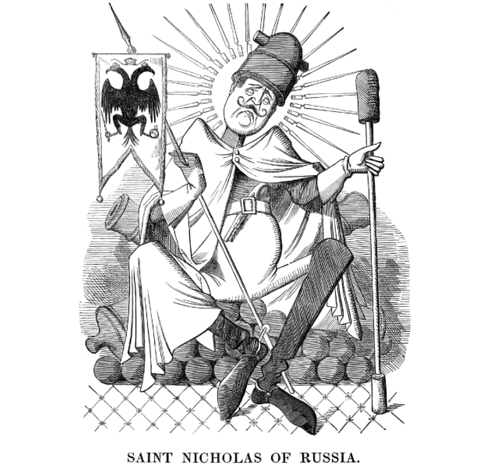 Illustration of Tsar Nicholas of Russia by <i>Punch</i>, 1854. (<i>Punch</i>, Vol. 26, Jan.—June 1854)