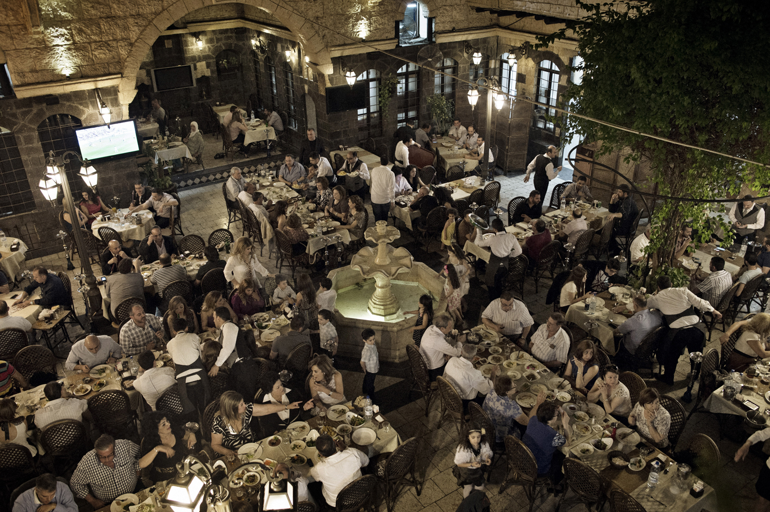 Eating out in the Old City in Damascus, May 18, 2014.