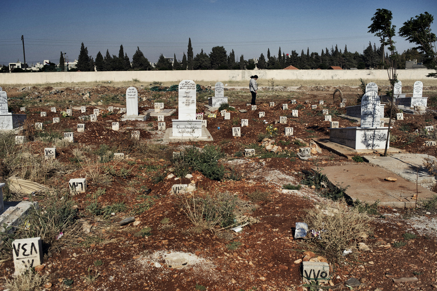 The Martyrs of Firdos Cemetery, Zahara neighborhood, Homs. Zahara is an Alawite neighborhood in Homs, where 4000 soldiers that died fighting for the government of Assad are buried in a special cemetery. Homs, May 13, 2014.