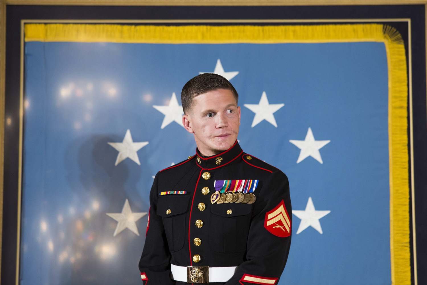 US Marine Corps Corporal William "Kyle" Carpenter awarded the Medal of Honor by U.S. President Barack Obama