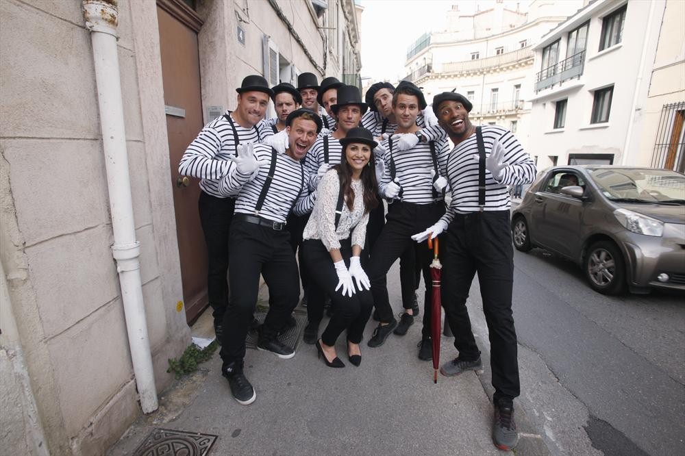 Bachelorette Andi takes nine men to a professional mime for him to coach them on his silent art (Patrick Aventurier&mdash;ABC)