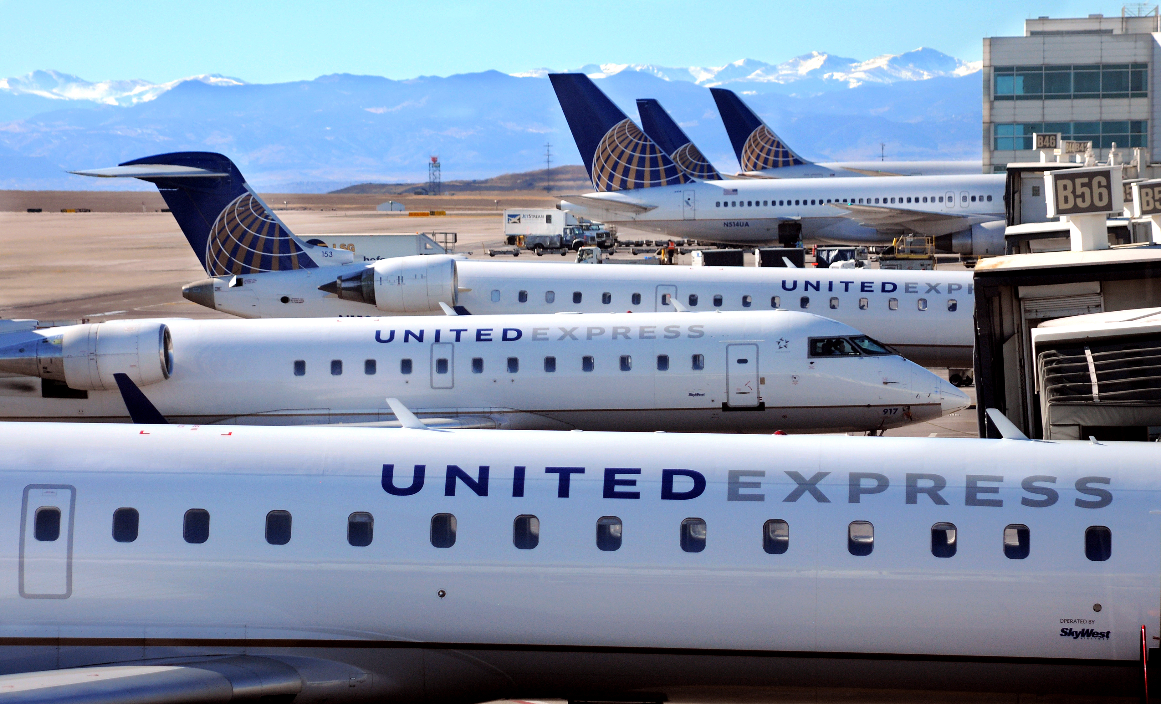 United Express passenger jets are lined up at the gates at Denver International Airport in Denver, Colorado—January 19, 2014. (Robert Alexander&amp;mdash;Getty Images)