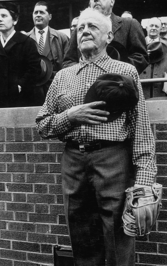Bill Klose, Cub fan who threw out first ball of season, 1957.