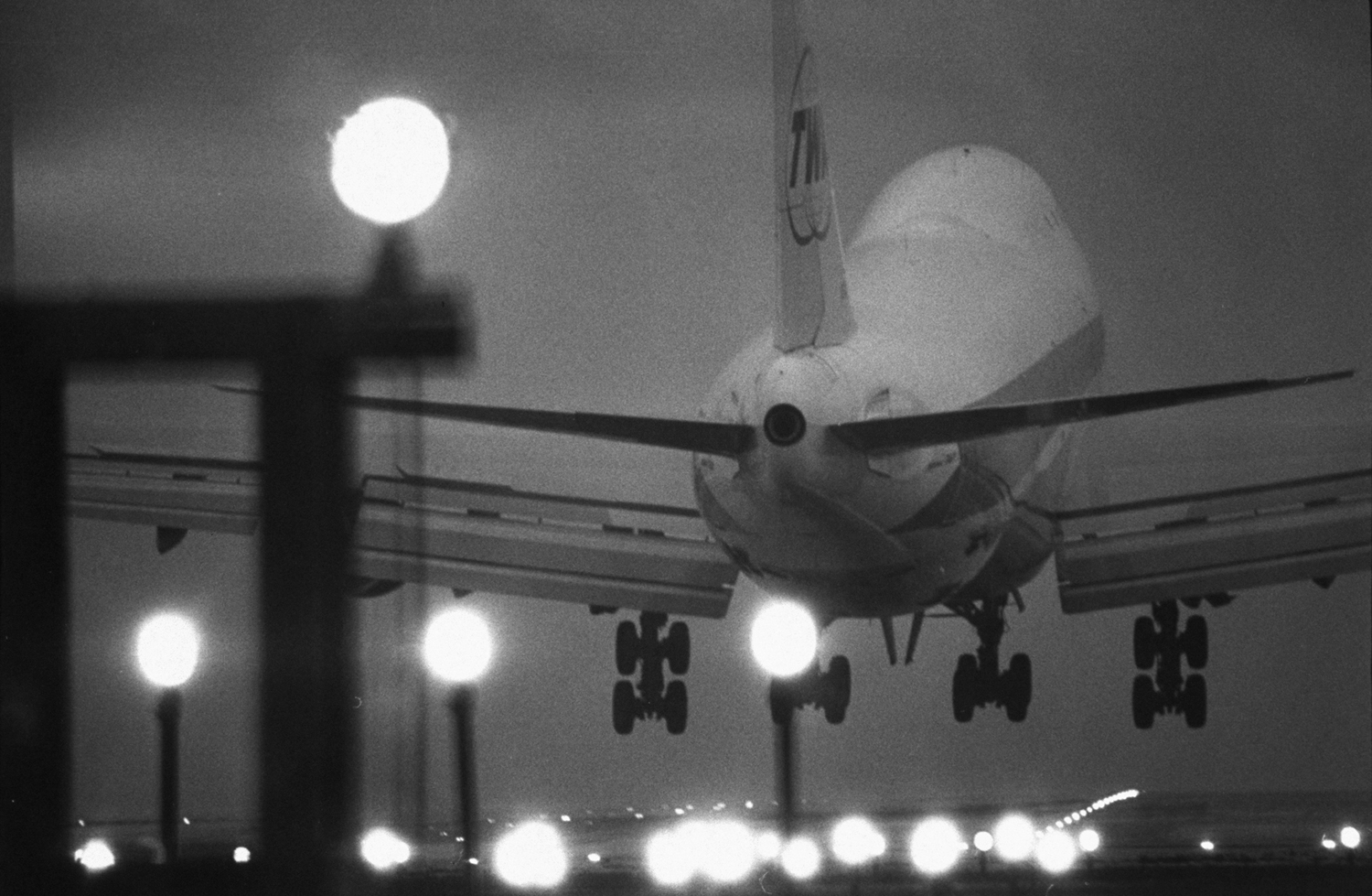 A TWA plane lands at O'Hare, 1970.
