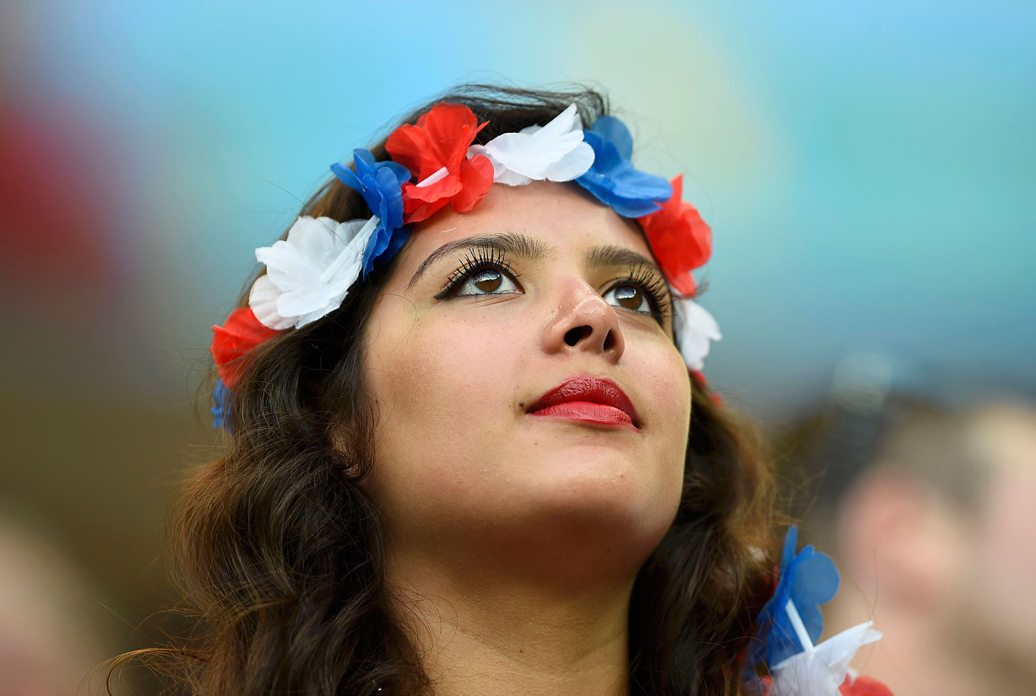 A fan of the U.S. is pictured before the match.