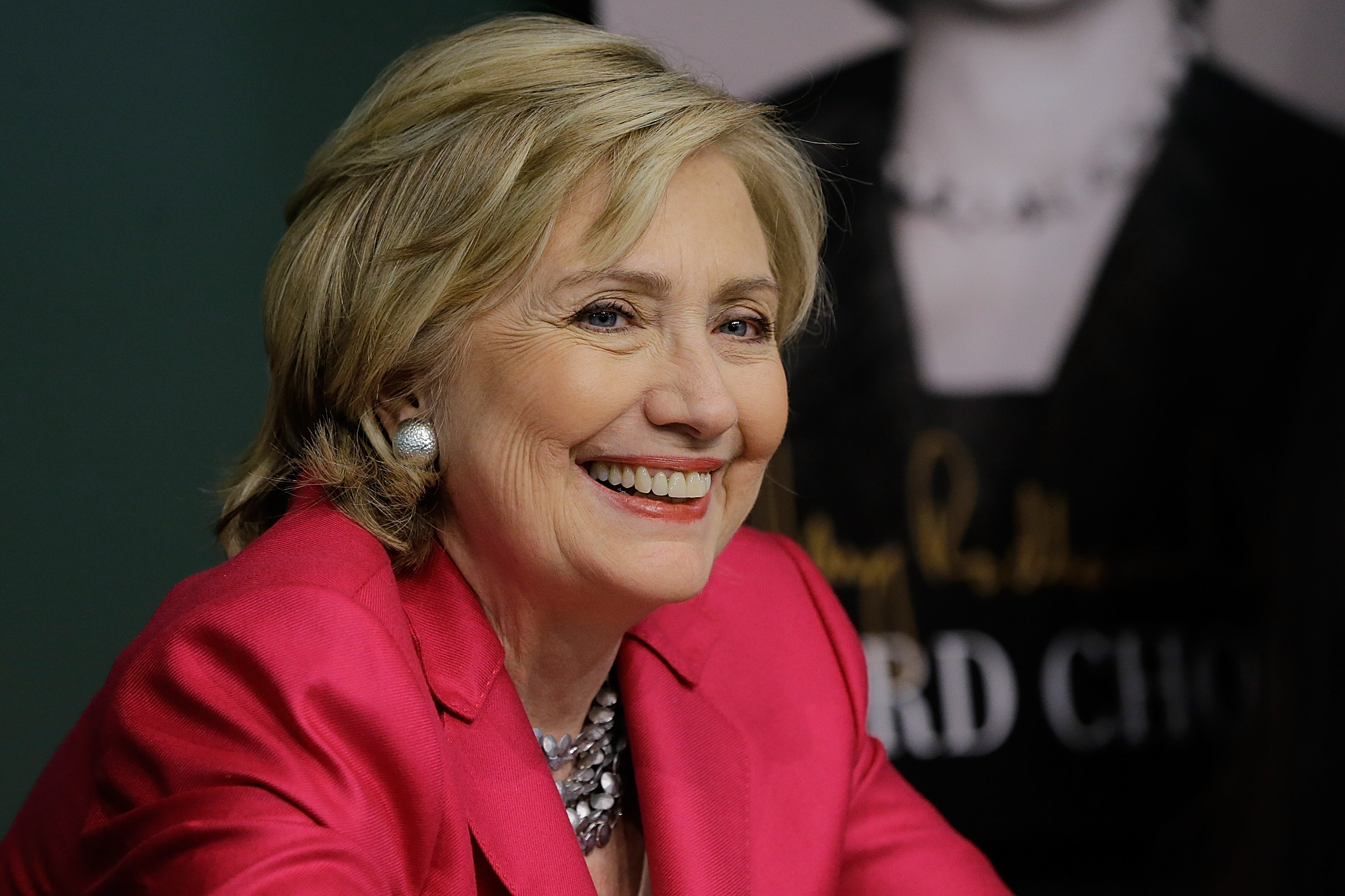 Former US Secretary of State Hillary Rodham Clinton  promotes 