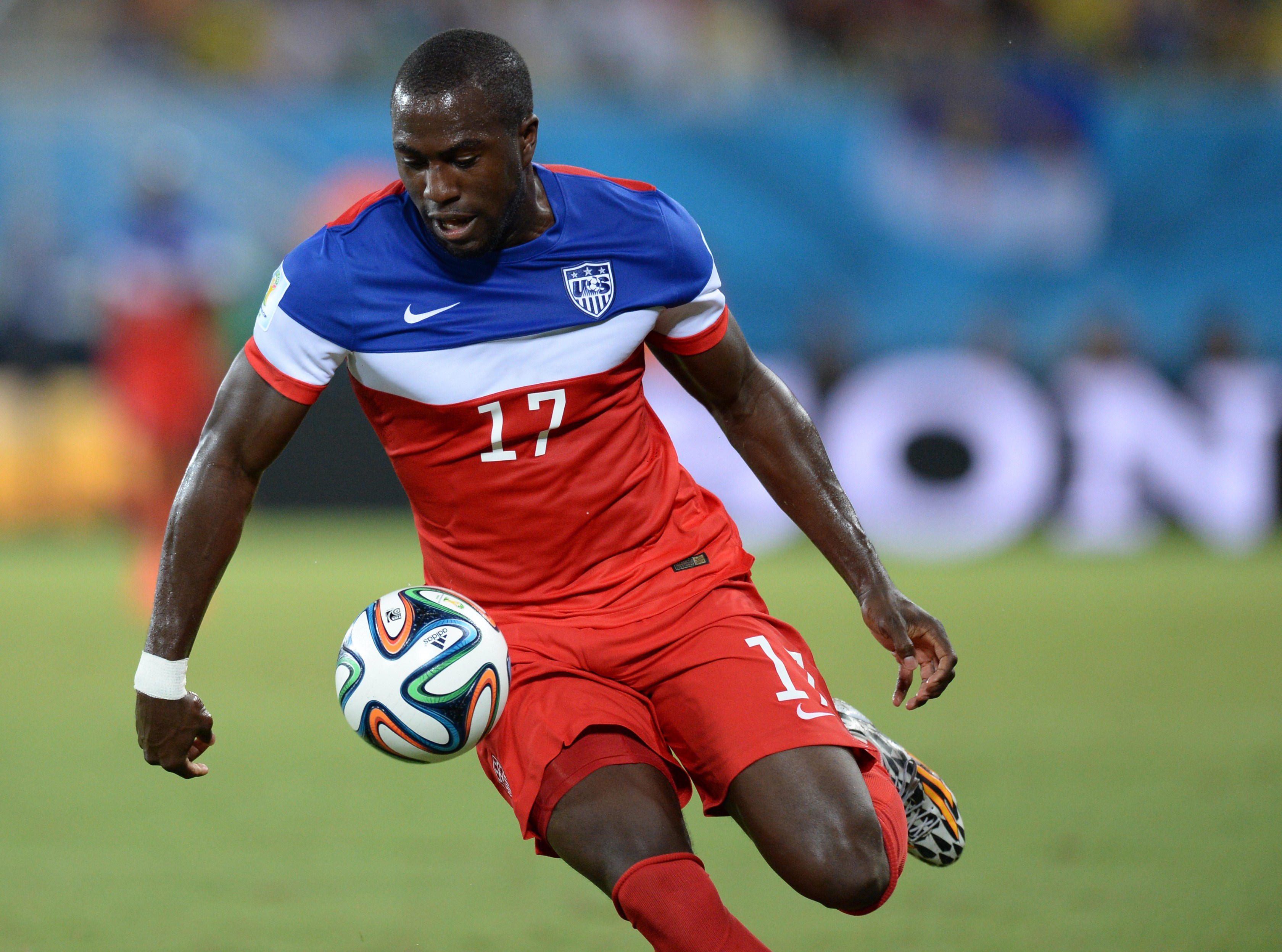 US forward Jozy Altidore controls the ball during a Group G football match between Ghana and US at the Dunas Arena in Natal during the 2014 FIFA World Cup on June 16, 2014.   AFP PHOTO / CARL DE SOUZA        (Photo credit should read CARL DE SOUZA/AFP/Getty Images) (CARL DE SOUZA&mdash;AFP/Getty Images)