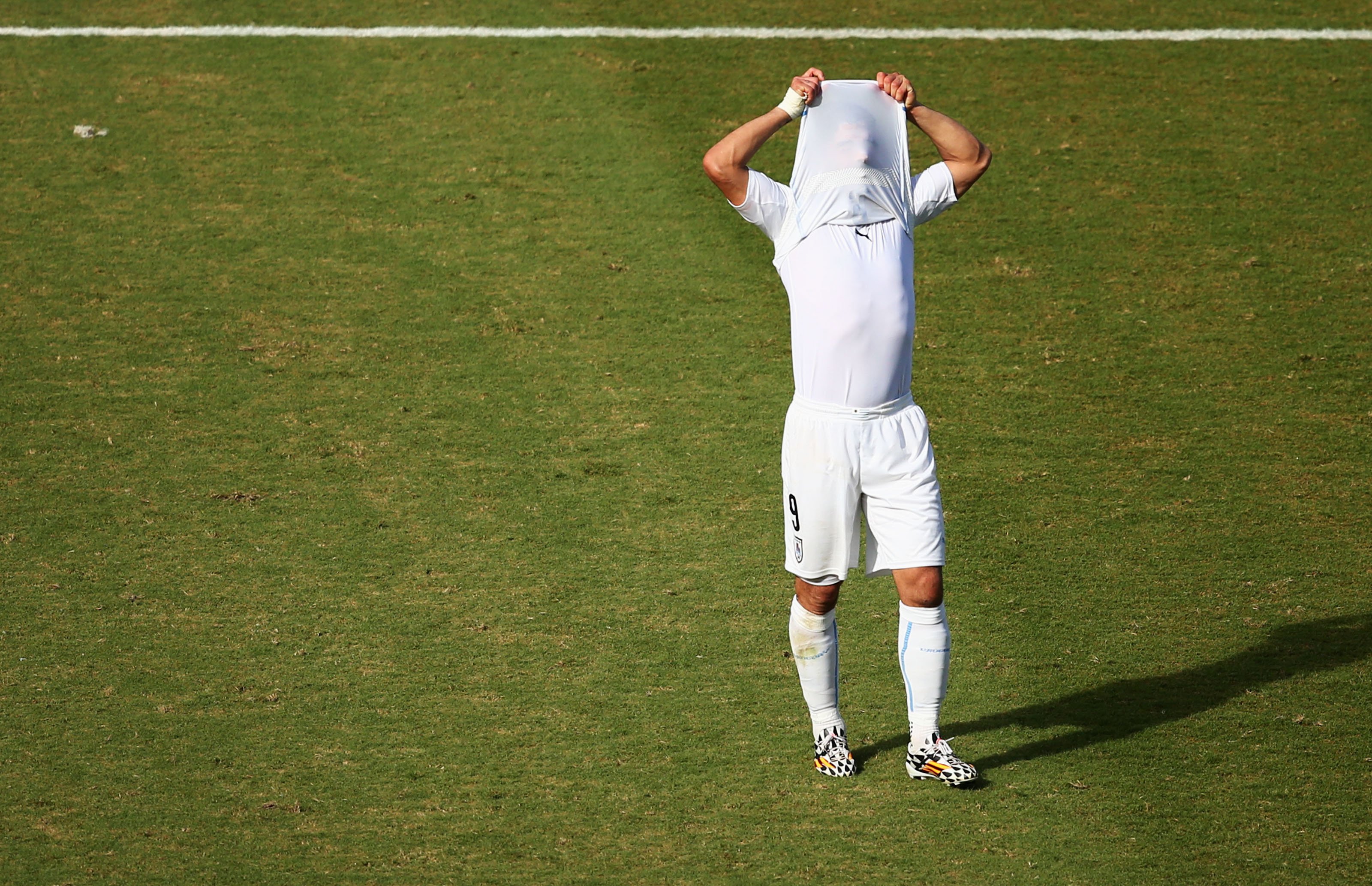 Luis Suarez of Uruguay reacts after a 1-0 victory over Italy in the 2014 FIFA World Cup Brazil Group D match between Italy and Uruguay at Estadio das Dunas on June 24, 2014 in Natal, Brazil.