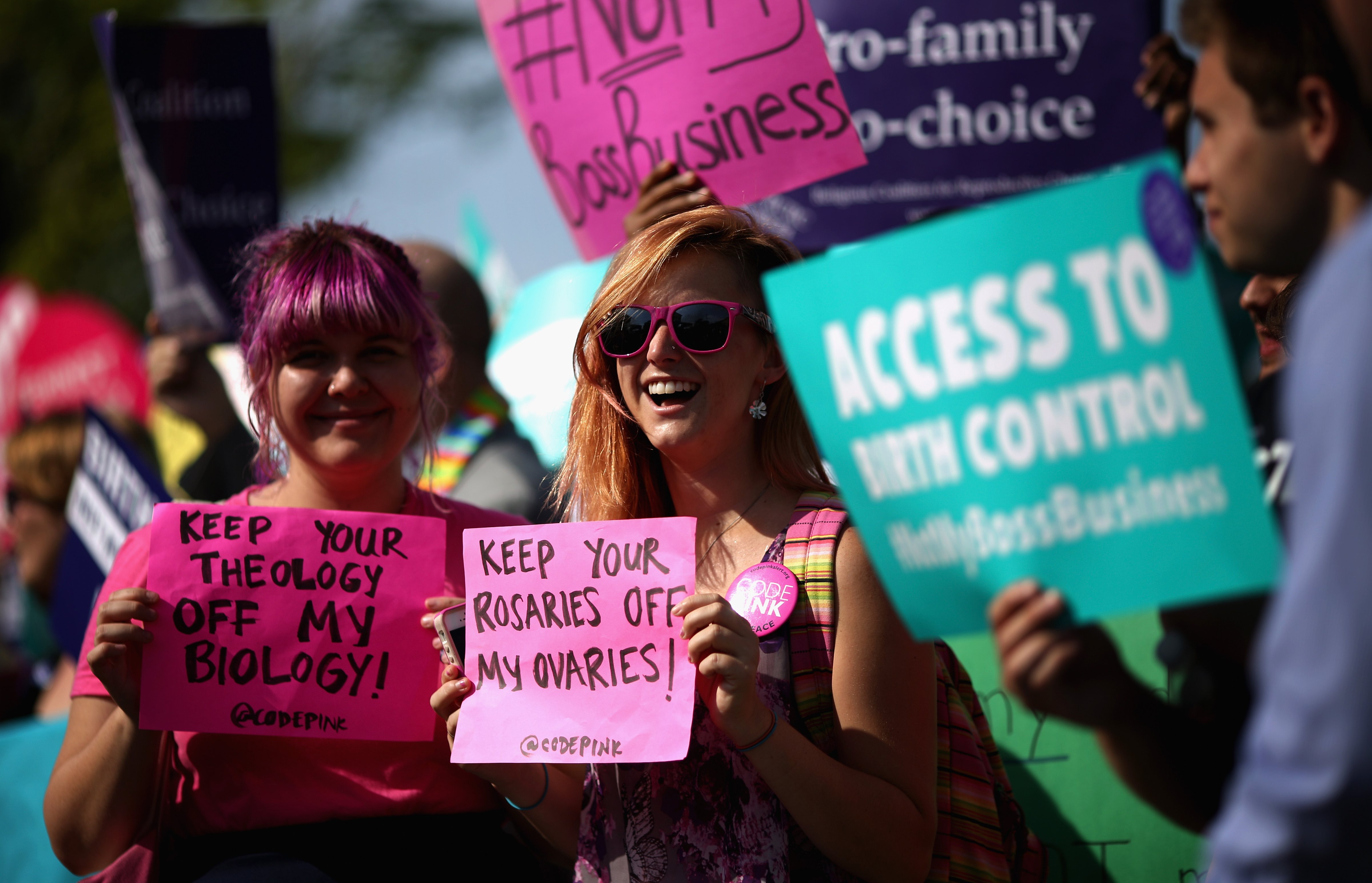 Supporters of employer-paid birth control rally in front of the Supreme Court before the decision in Burwell v. Hobby Lobby Stores was announced June 30, 2014 in Washington, DC. (Chip Somodevilla&mdash;Getty Images)