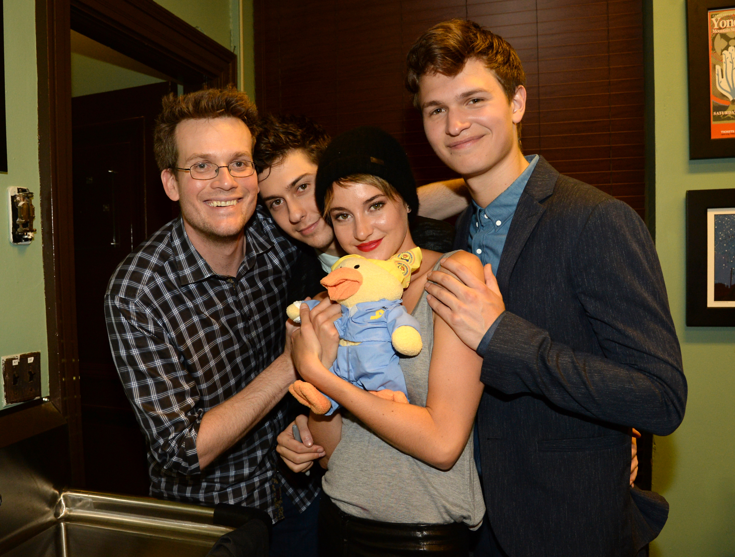 John Green, Nat Wolff, Shailene Woodley, and Ansel Elgort attend "The Fault In Our Stars" Nashville red carpet and fan event with Shailene Woodley, Ansel Elgort, Nat Wolff and John Green at Nashville War Memorial Auditorium on May 8, 2014 in Nashville, Tennessee. (Rick Diamond—Getty Images)