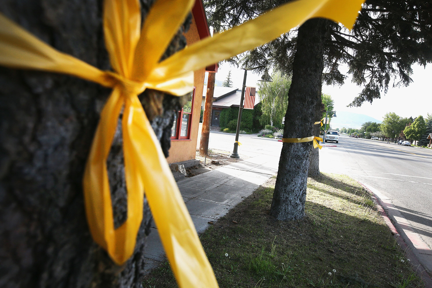 June 1, 2014.Yellow ribbons line Main Street as the hometown of Sgt. Bowe Bergdahl awaits his homecoming in Hailey, Idaho.
