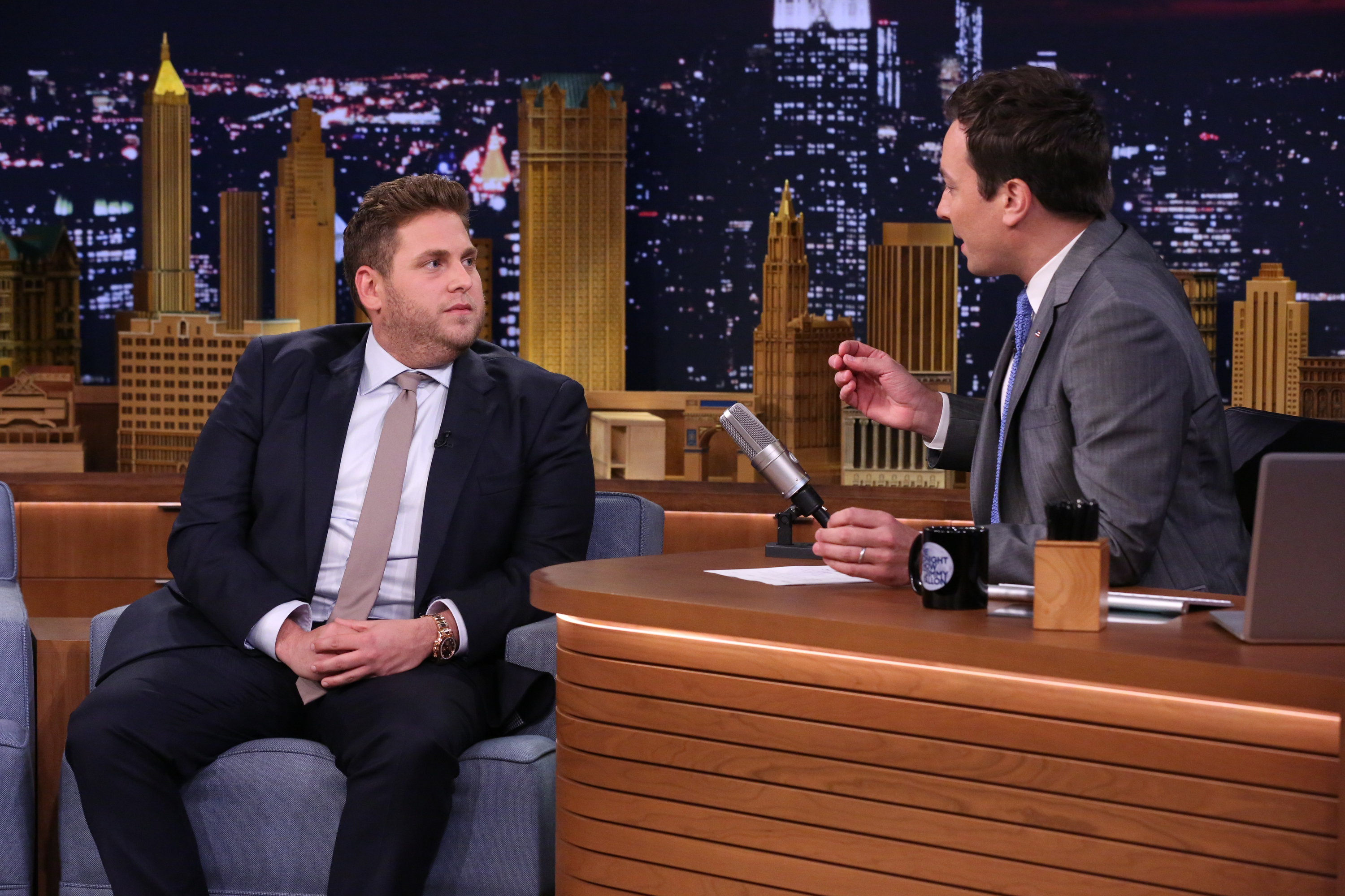 Jonah Hill during an interview with host Jimmy Fallon on June 3, 2014. (NBC&mdash;NBCU Photo Bank via Getty Images)