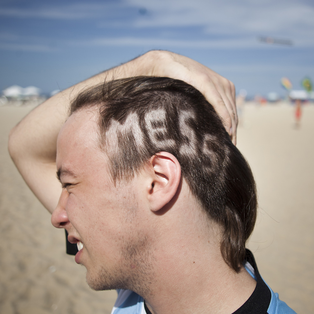 June 14, 2014 - Photograph by Alejandro Kirchuk, shot in Rio de Janeiro. Geronimo, an Argentinean fan, at Copacabana beach, the place where thousands of people from many different nationalities gather to watch the games during the World Cup.
