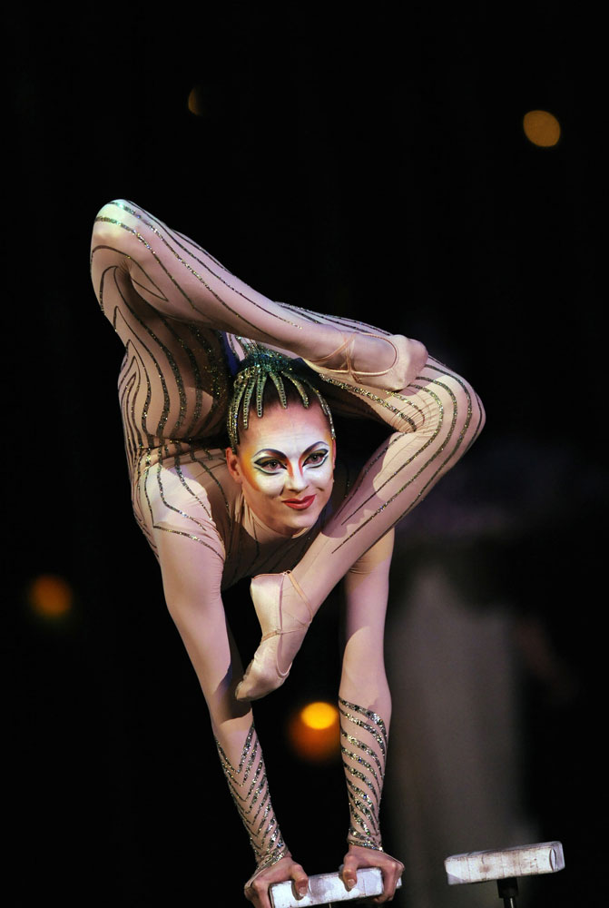 Irina Naumenko performs during the dress rehearsal of Cirque Du Soleil's Varekai show at The Royal Albert Hall in London, on January 3, 2010.