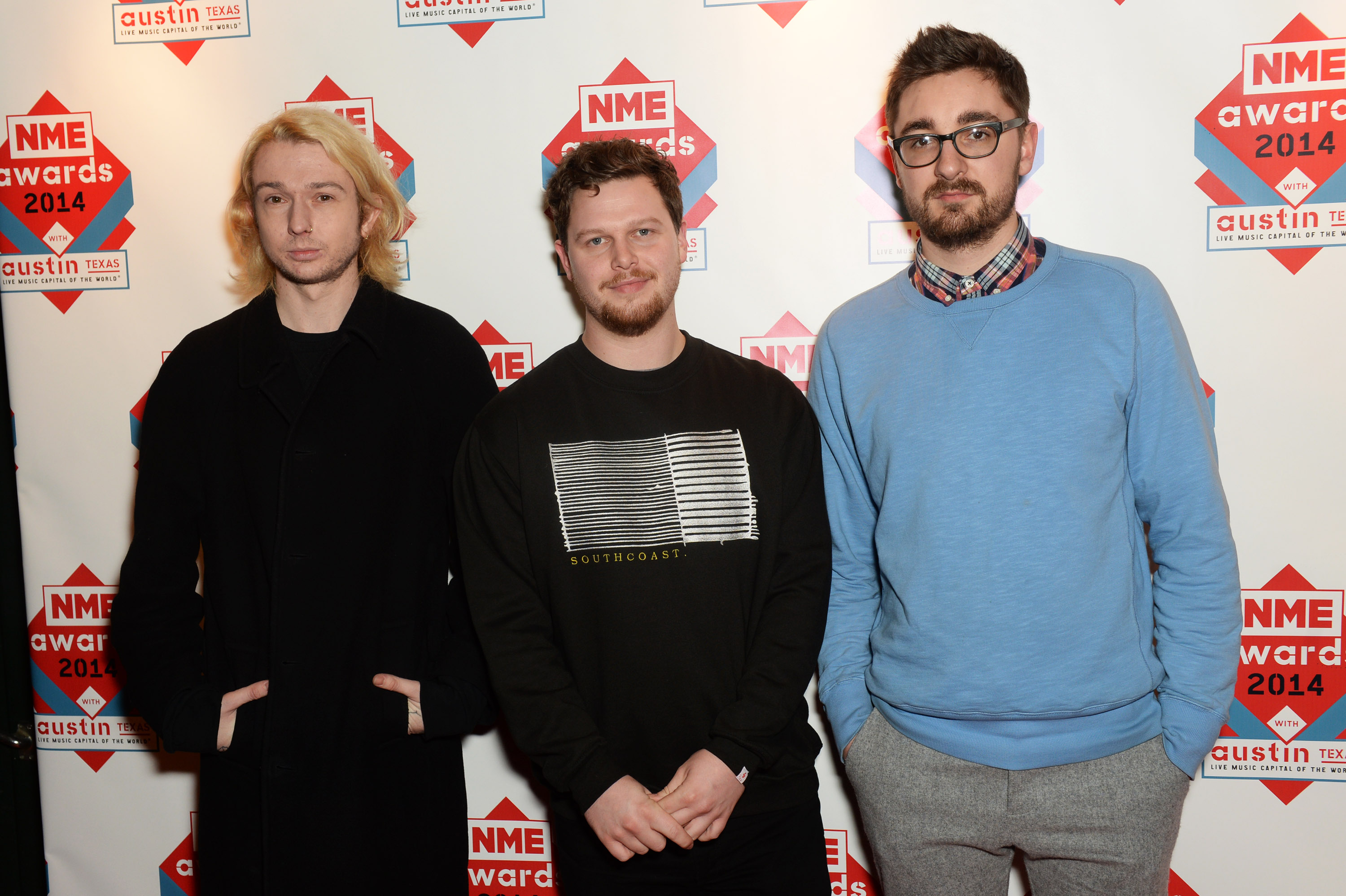 Joe Newman, Thom Green and Gus Unger-Hamilton of Alt-J attend the annual NME Awards on February 26, 2014 in London, England. (Dave J Hogan—Getty Images)