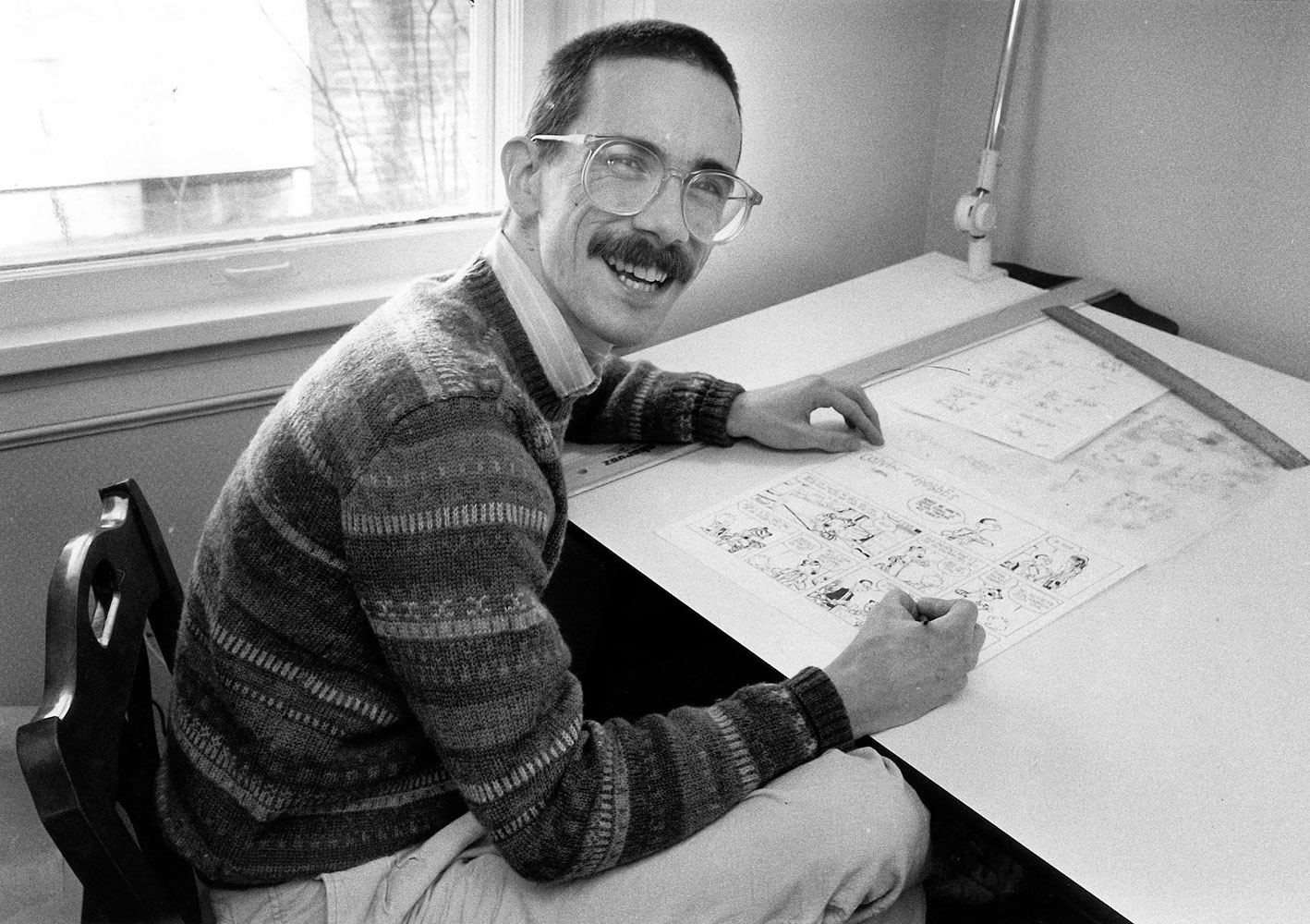 Bill Watterson, creator of the syndicated cartoon strip "Calvin &amp; Hobbes" is shown in this Feb. 24, 1986 file photo at his home in Chagrin Falls, Ohio. (C.H. Pete Copeland—The Plain Dealer/AP)