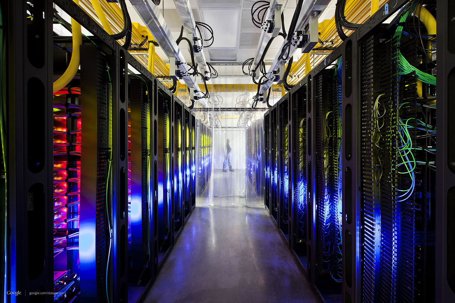 This undated photo made available by Google shows a campus-network room at a data center in Council Bluffs, Iowa. (Connie Zhou—AP)