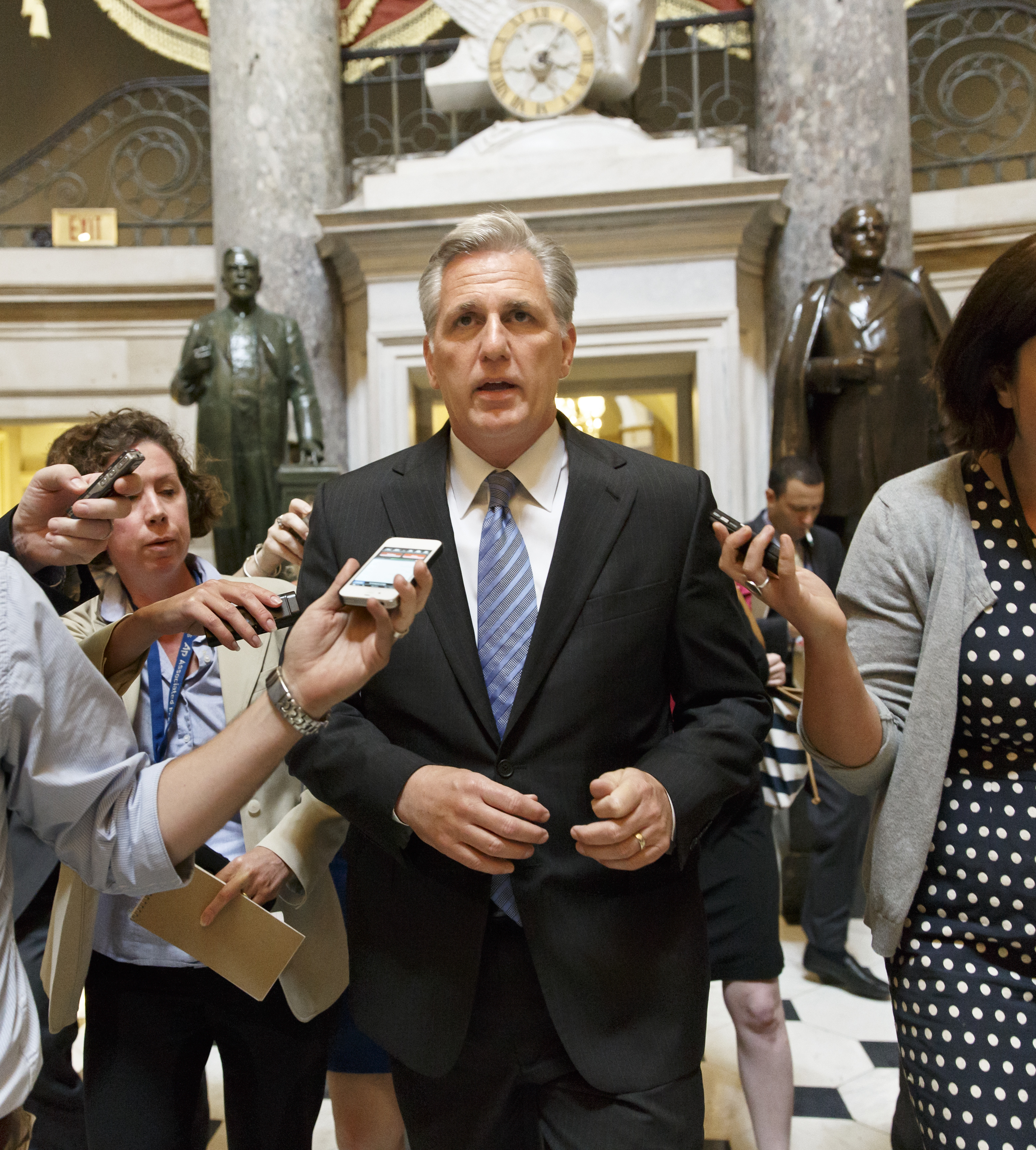 House Majority Whip Kevin McCarthy, R-Calif., leaves House Speaker John Boehner's office on the day after House Majority Leader Eric Cantor, R-Va., was defeated in the Virginia primary at the hands of a tea party challenger, at the Capitol in Washington, Wednesday, June 11, 2014. (J. Scott Applewhite—AP)