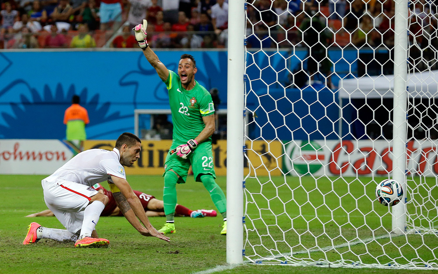 Portugal's goalkeeper Beto reacts after United States' Clint Dempsey scored his side's second goal.