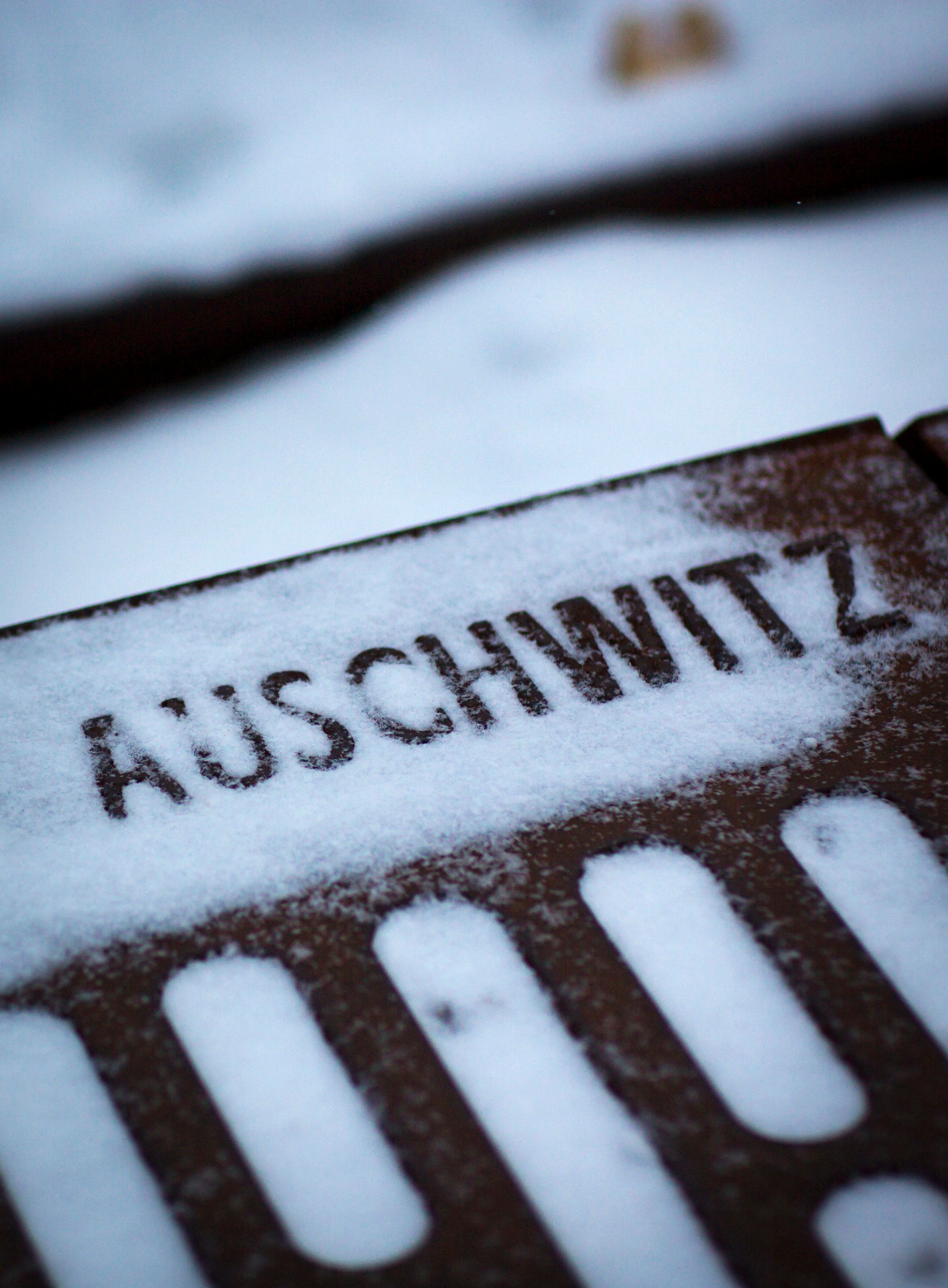 The word Auschwitz, denoting name of Nazi concentration camp, is seen at Gleis 17 memorial in Berlin