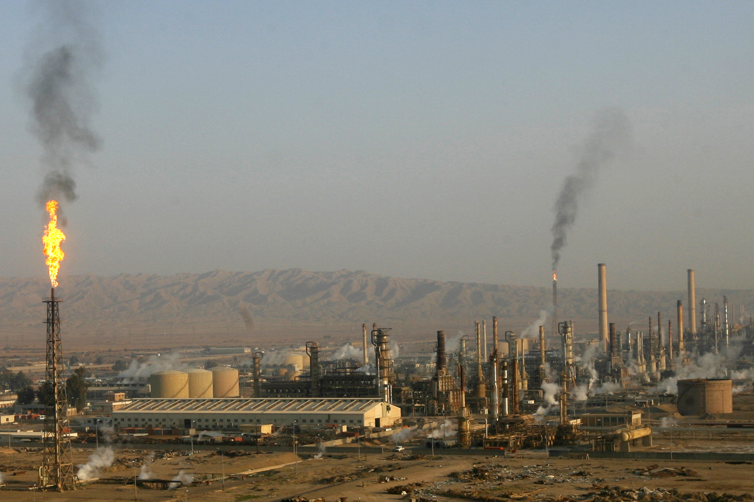 Baiji oil refinery, 112 miles north of Baghdad in 2009. (Thaier Al-Sudani—Reuters)