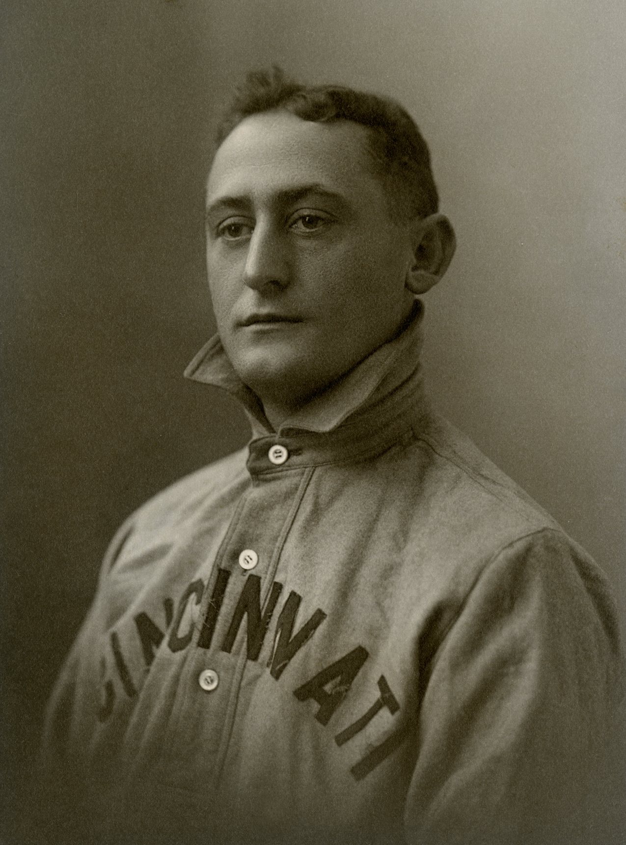 During his first season in the big leagues, Cincinnati's George  Admiral  Schlei sits for a studio portrait in Boston, 1904.