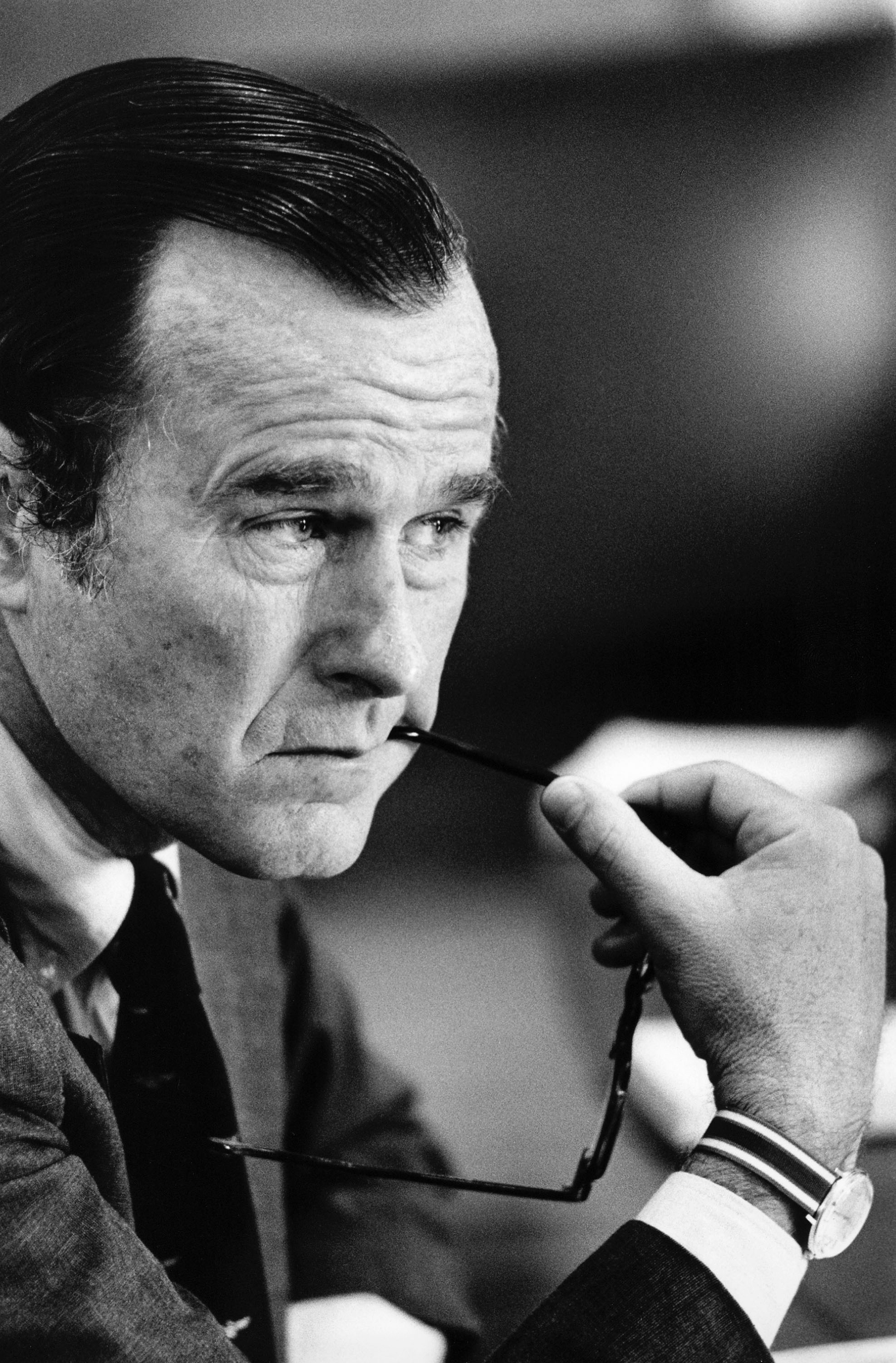 George H.W. Bush, director of the U.S. Central Intelligence Agency, attends a Cabinet meeting in Washington in 1976.