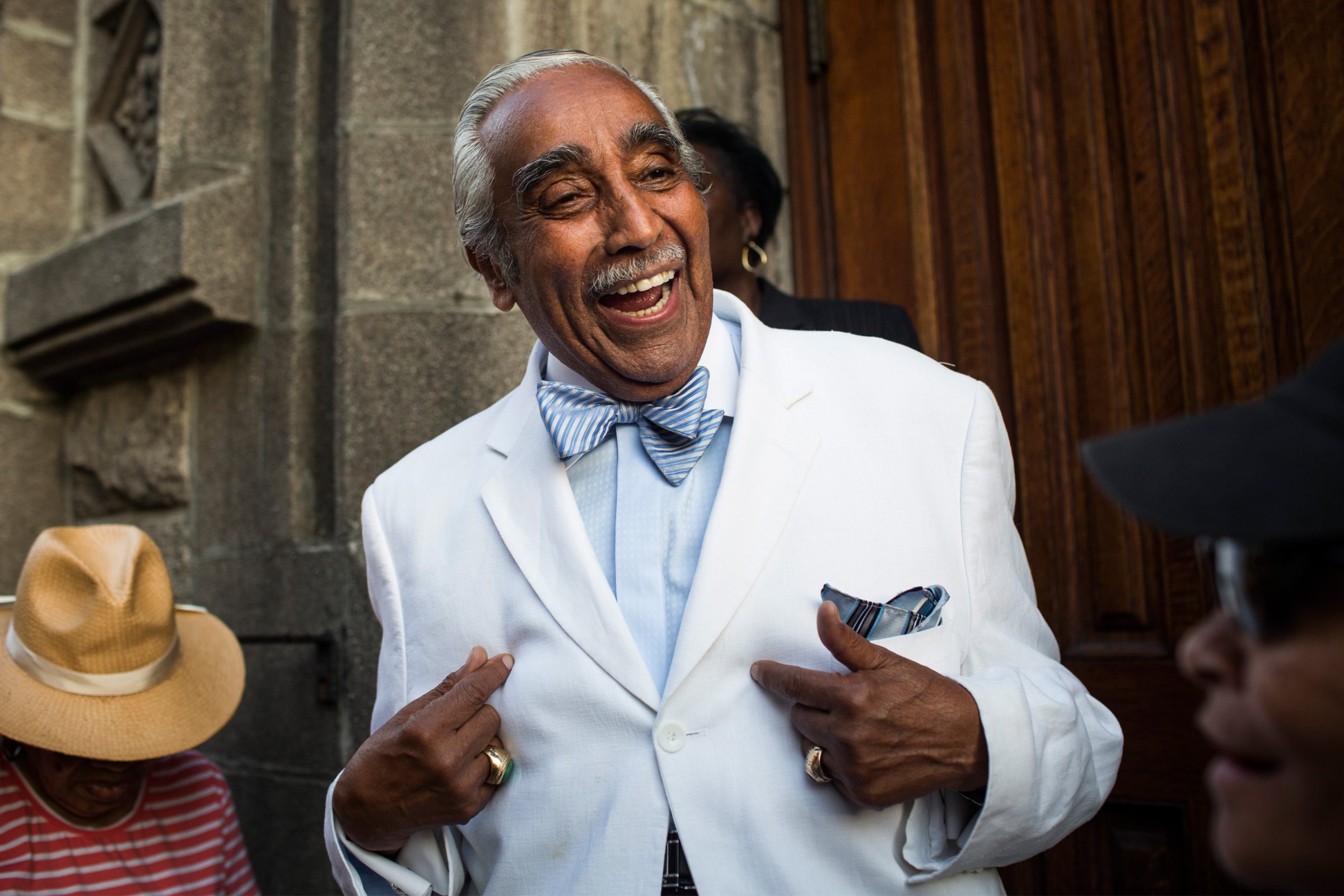 Charles Rangel Campaigns In Harlem One Day Before New York Primary