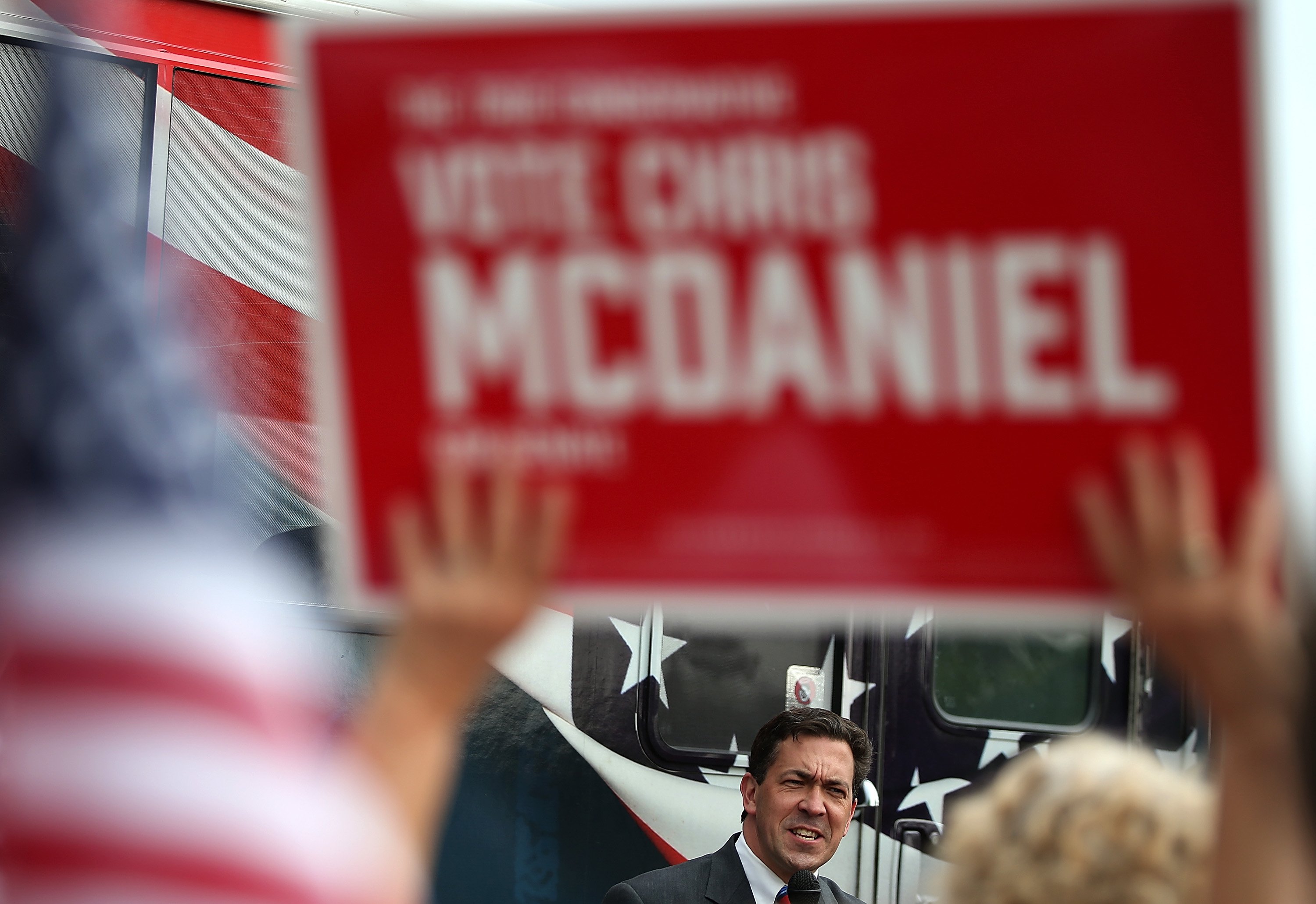 Republican candidate for U.S. Senate, Mississippi State Sen. Chris McDaniel speaks during a campaign rally on June 23, 2014 in Flowood, Miss. (Justin Sullivan—Getty Images)