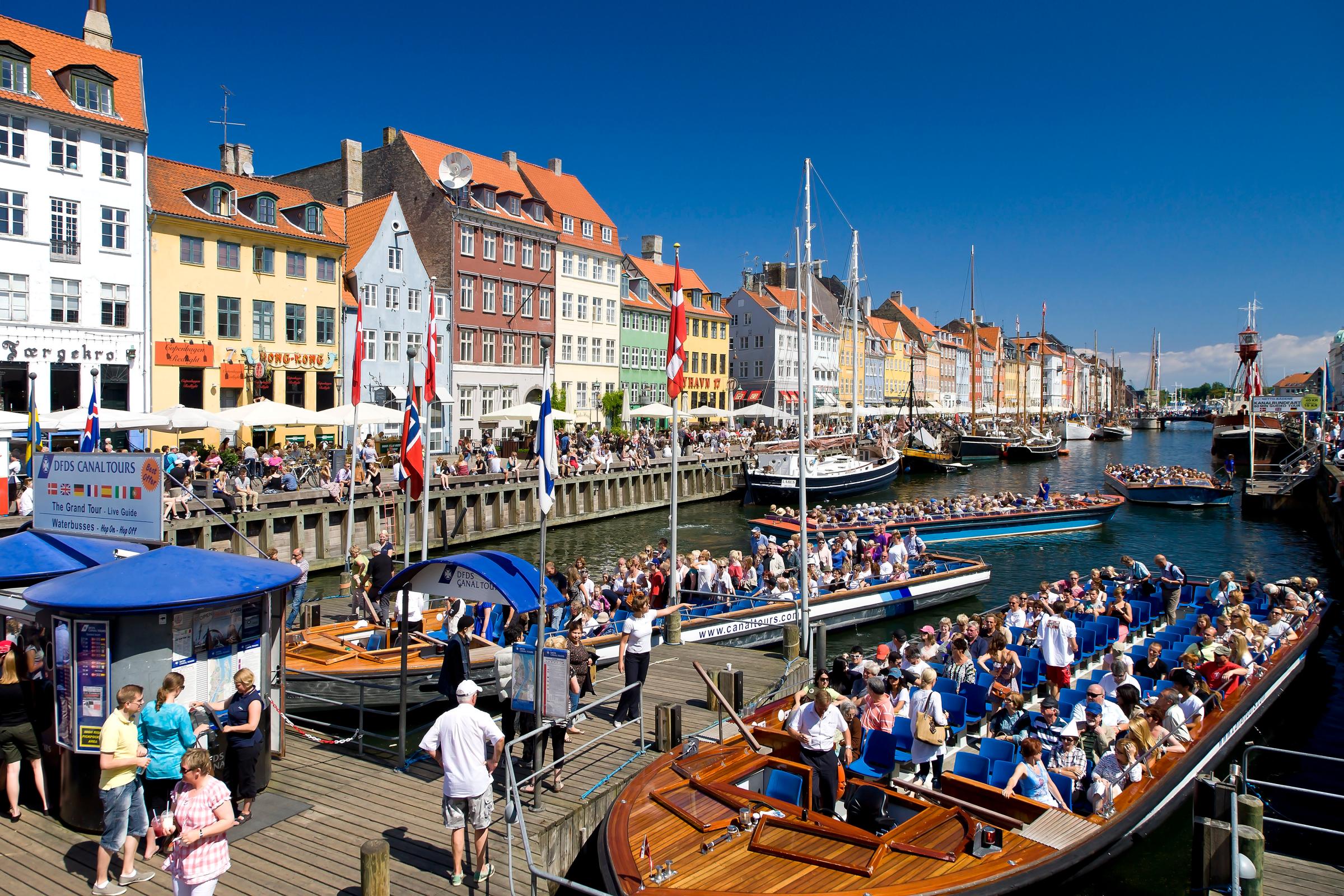 Tourboats in Nyhavn Canal Copenhagen