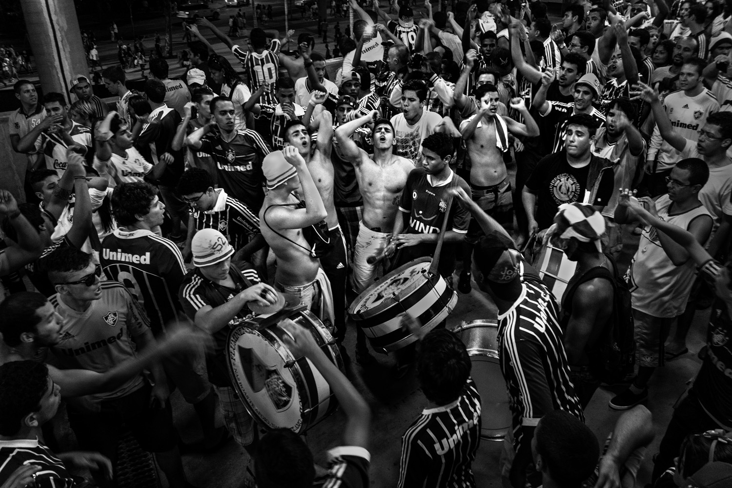 MARACANA STADIUM, RIO DE JANEIRO, BRAZIL - MAY 2014: Fluminense fans after at Maracana Stadium, celebrating after their team won in the cassical game with the Flamengo. (Photo by Sebastián Liste/ Reportage by Getty Images)