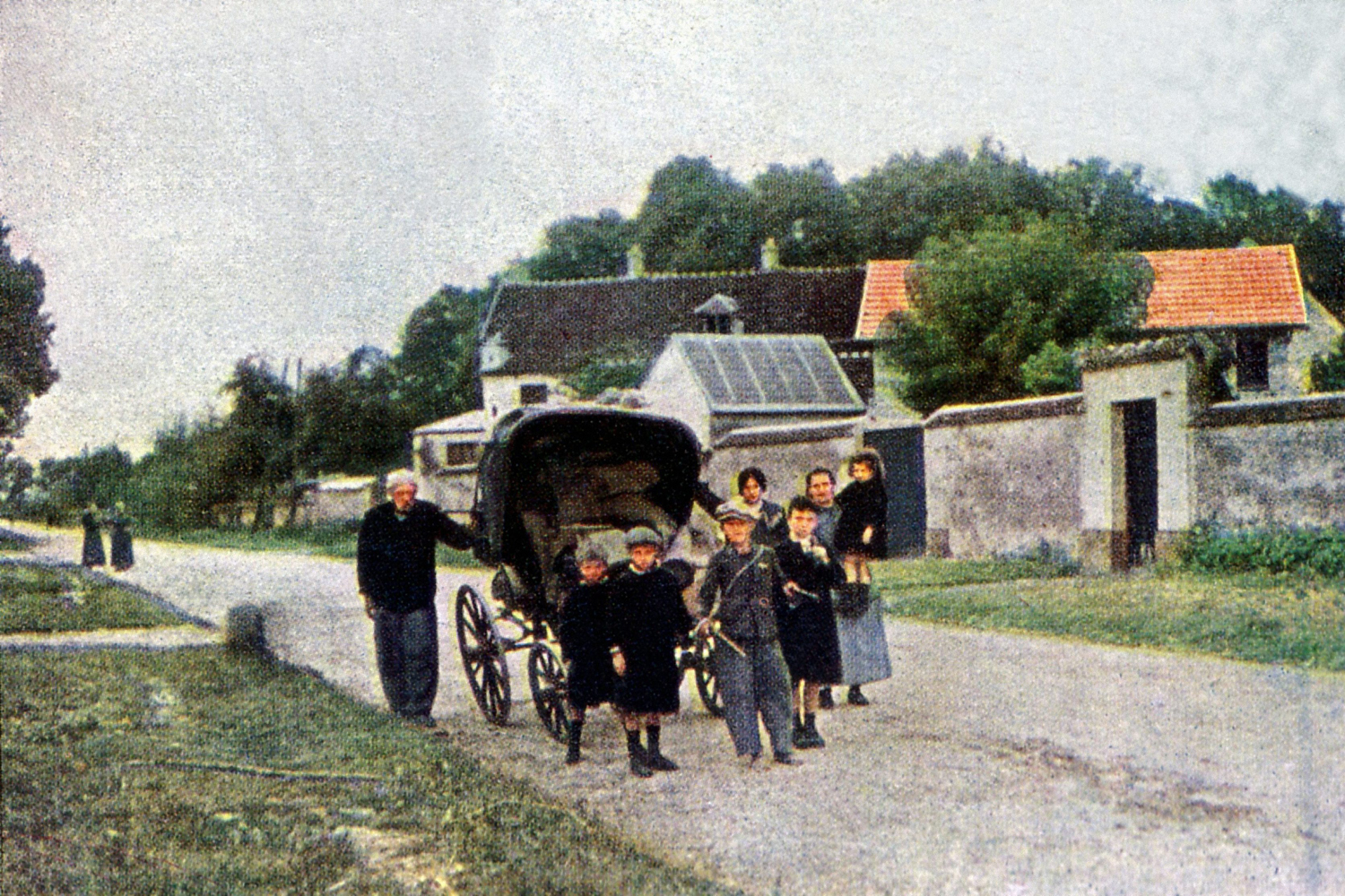 A family flees from German invasion during the Battle of the Marne, east of Paris, September 1914.