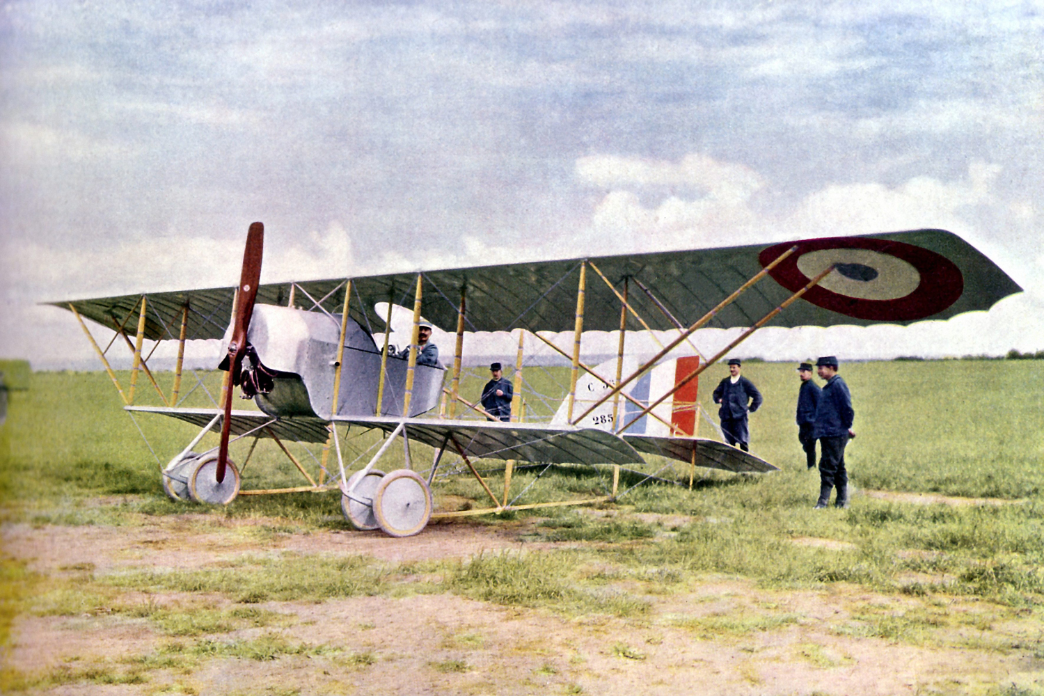 A Nieuport 10 biplane during the Battle of the Marne, east of Paris, 
                              September 1914.