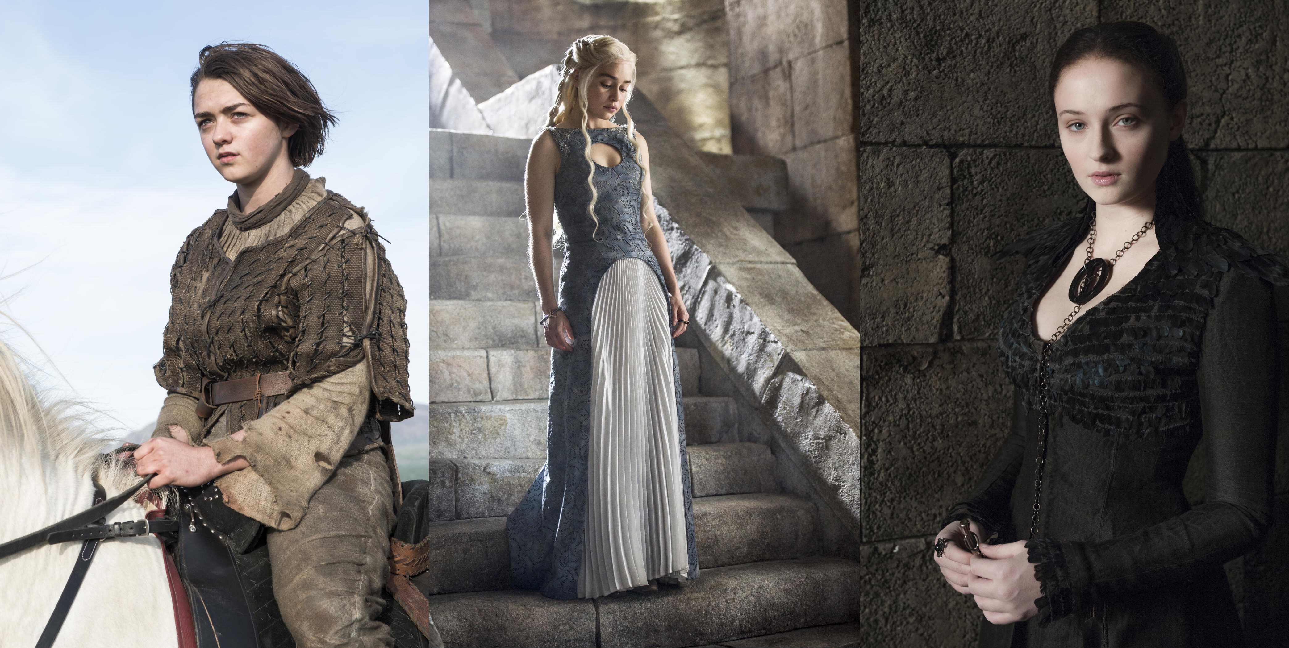 (L-R) Maisie Williams, Emilia Clarke and Sophia Turner in Game of Thrones (HBO (3))