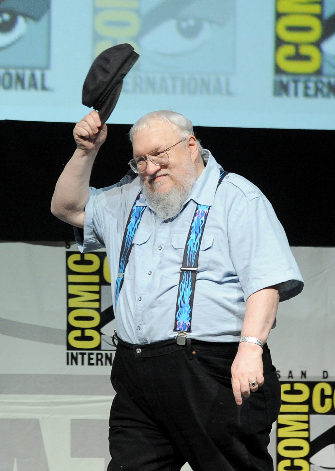 Writer George R.R. Martin speaks onstage during the 