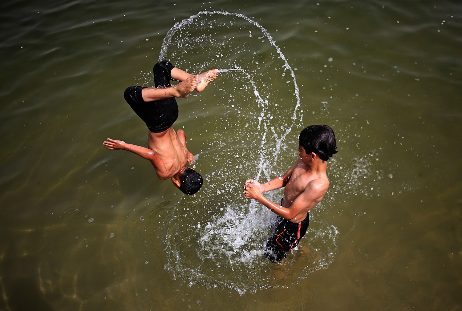 Refreshing from a hot day in Gaza