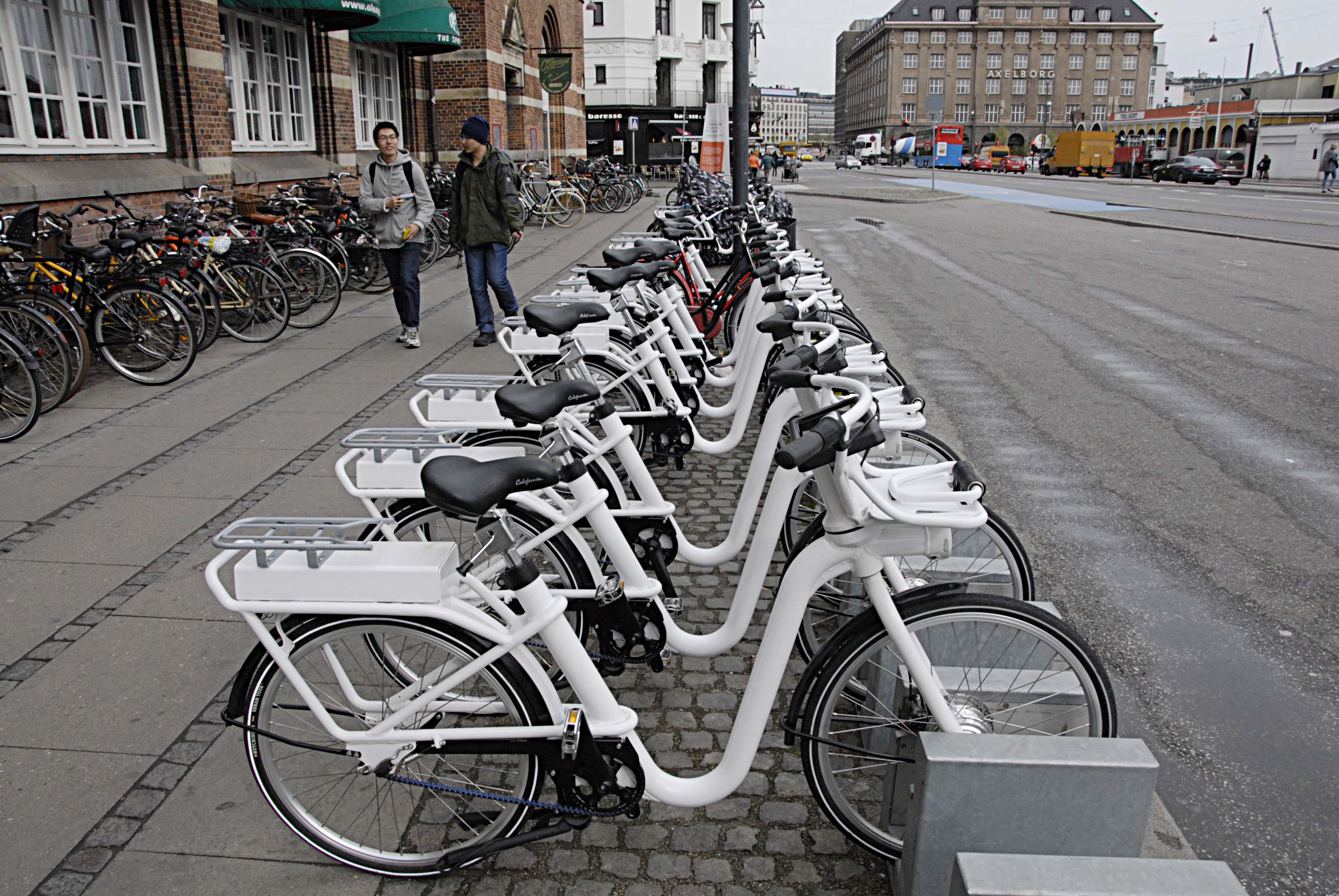 City electric bikes are for rent for visitors at central station on April 24, 2014 in Copenhagen. (Francis Dean—Corbis)