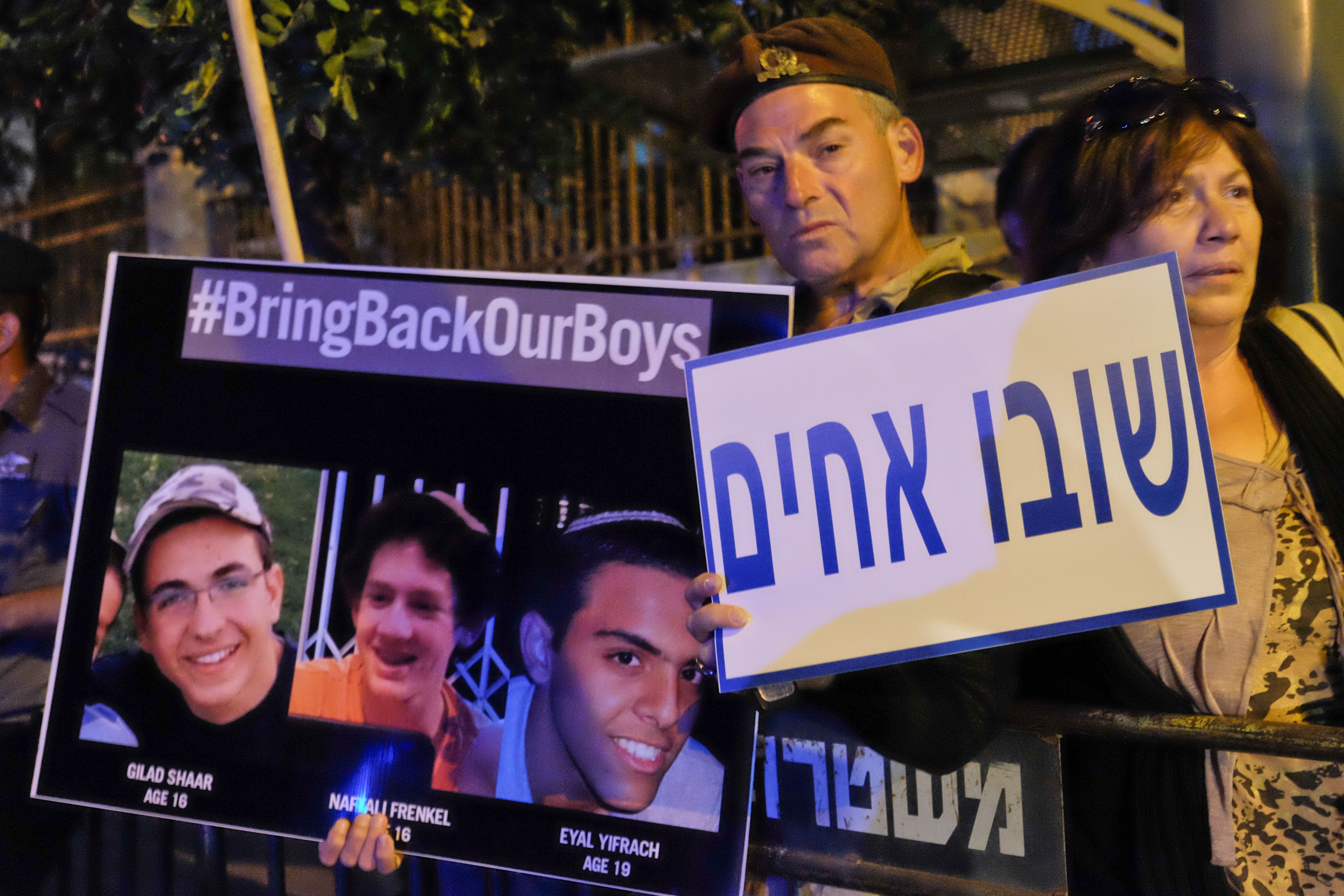 Right-wing activists protest opposite of the Israeli Prime Minister's residence in Jerusalem on June 17, 2014, calling on the government to punish Palestinians until three kidnapped Israeli teenagers are returned safely (Nir Alon—ZUMA Press/Corbis)