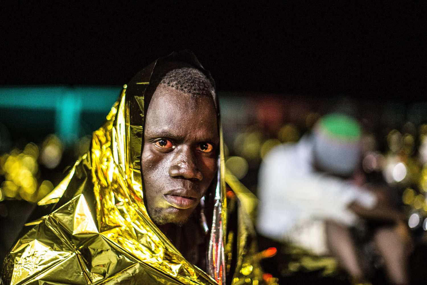 Africa refugees on an Italian navy ship after being rescued at sea, June 8, 2014. (Massimo Sestini—Polaris)