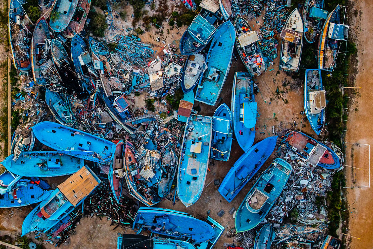 Abandoned boats graveyard in Lampedusa, May 29.