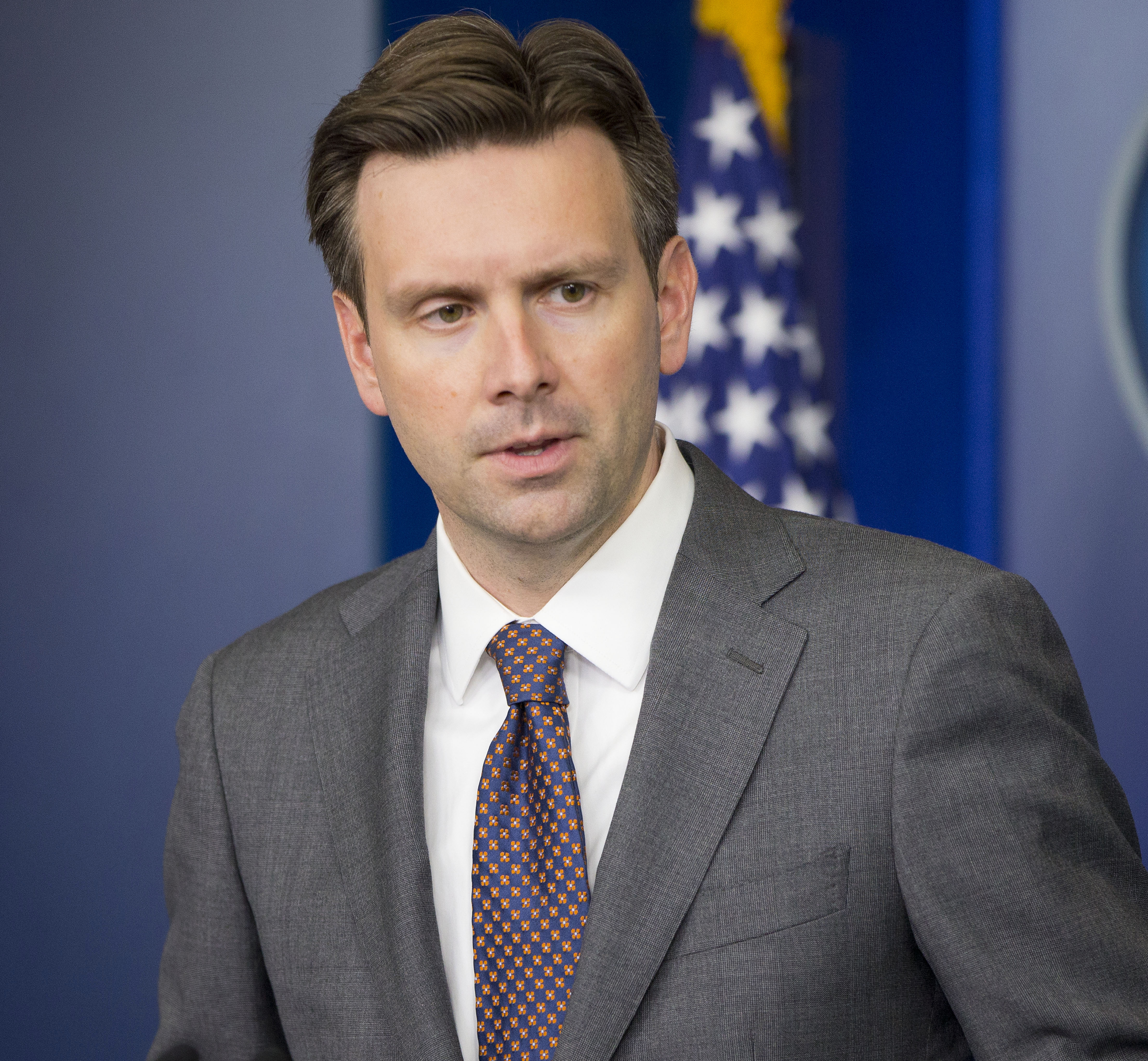 White House press secretary Josh Earnest speaks to the media during the daily briefing in the Brady Press Briefing Room of the White House (Pablo Martinez Monsivais—AP)